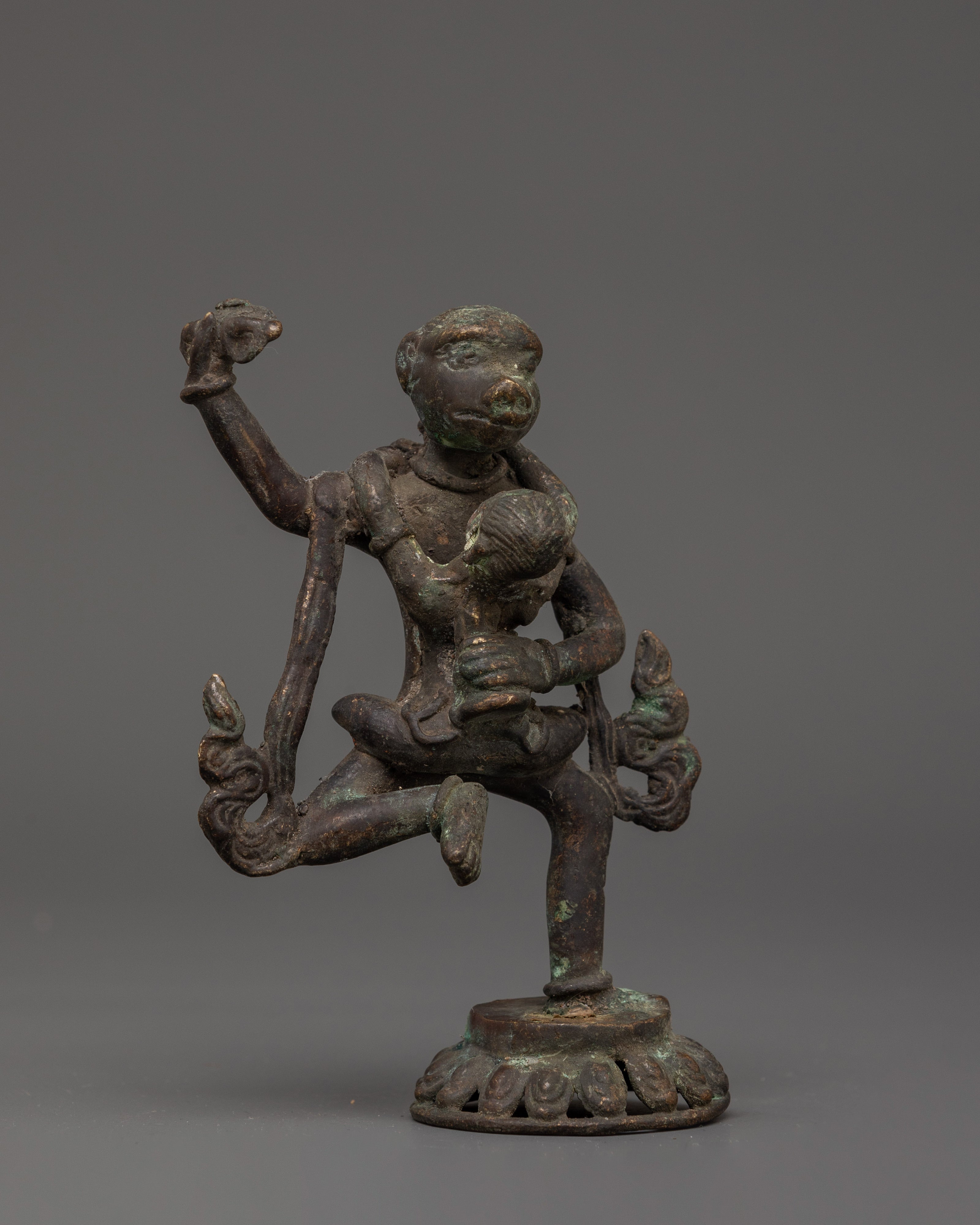 Antique Brass Narasimha Statue | Handcrafted Hindu God Sculpture