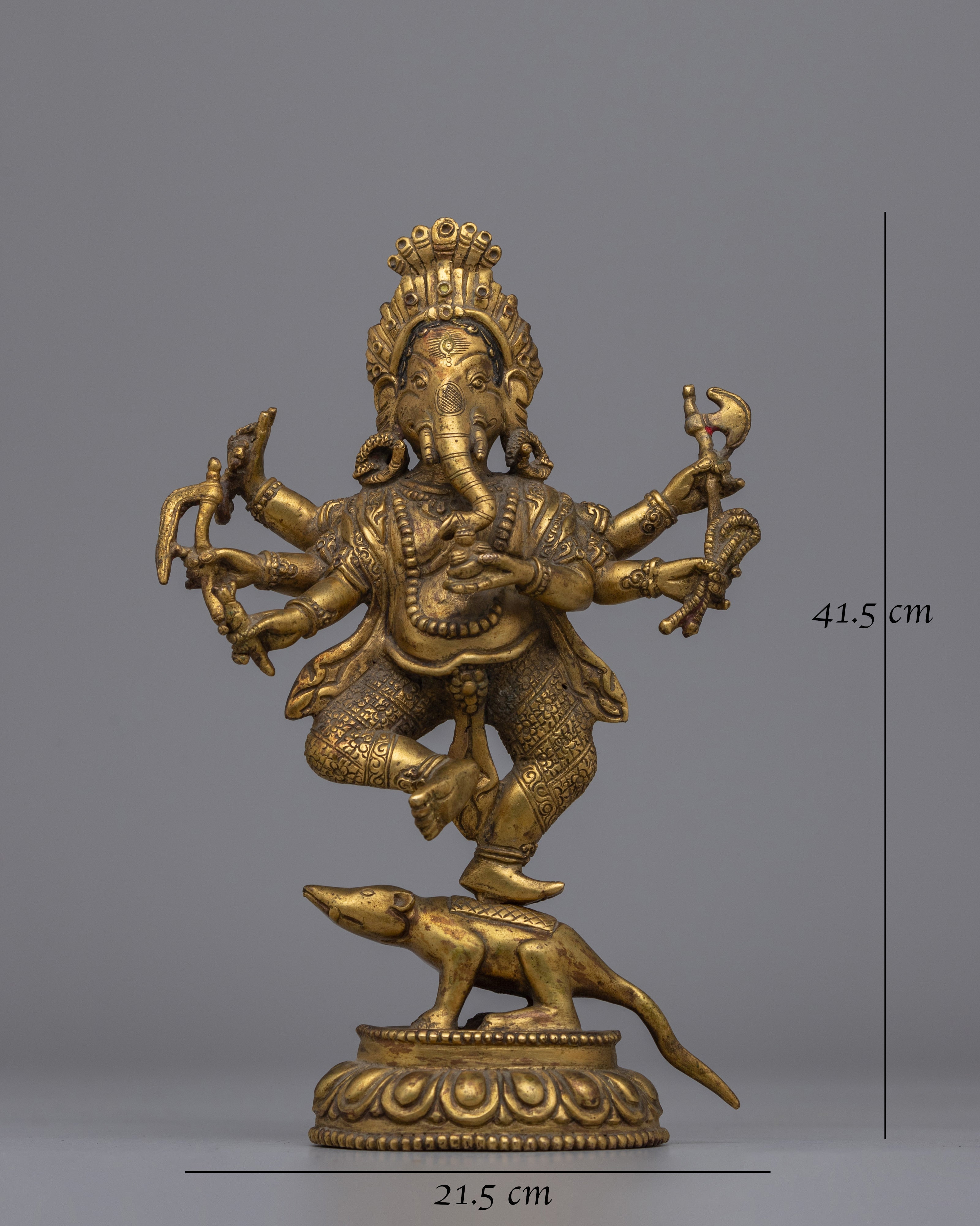 Antique Multi-Armed Ganesha Copper Statue | Spiritual Décor and Meditation