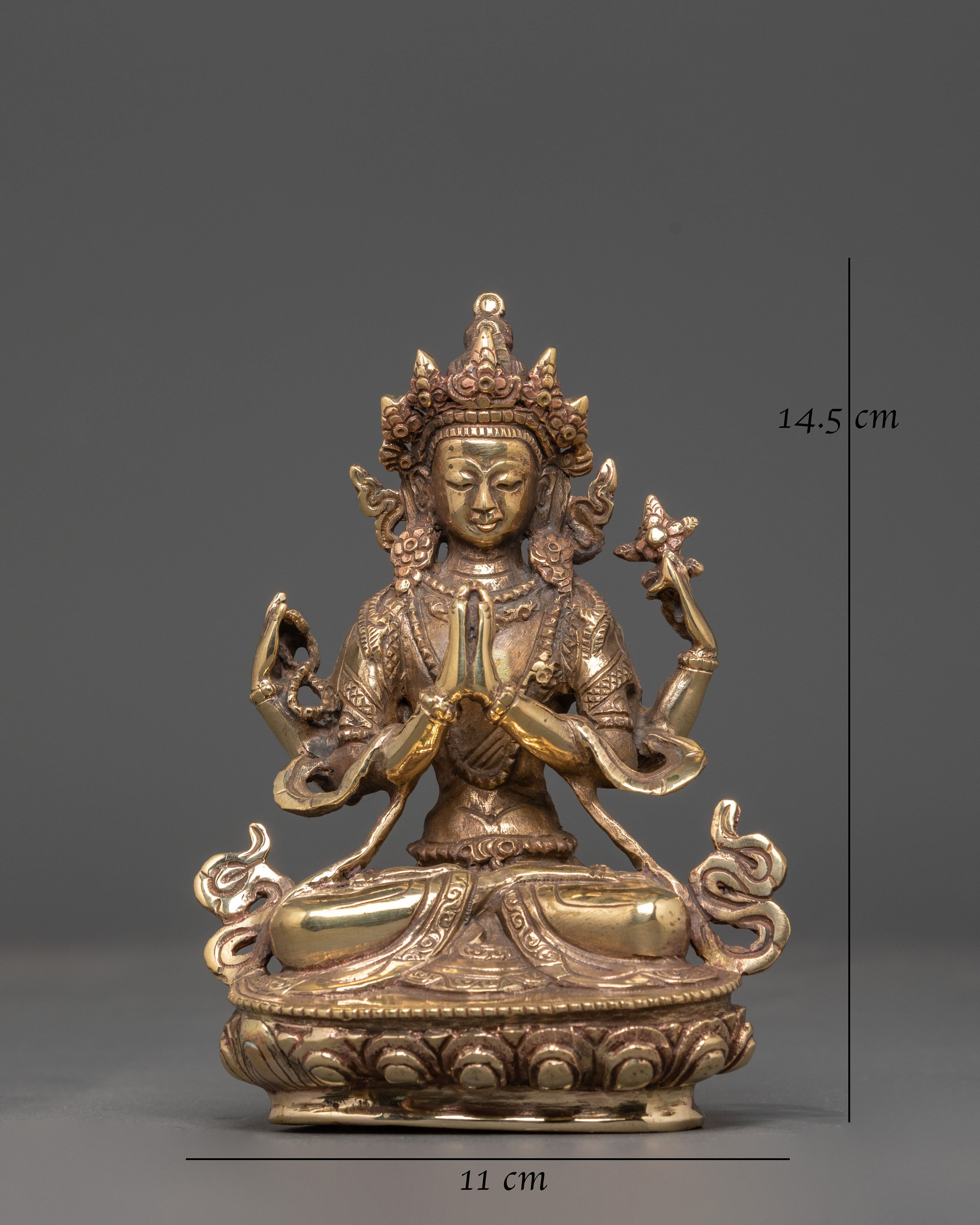 Copper Statue Of Chenrezig | Avalokiteshvara Buddhist Deity