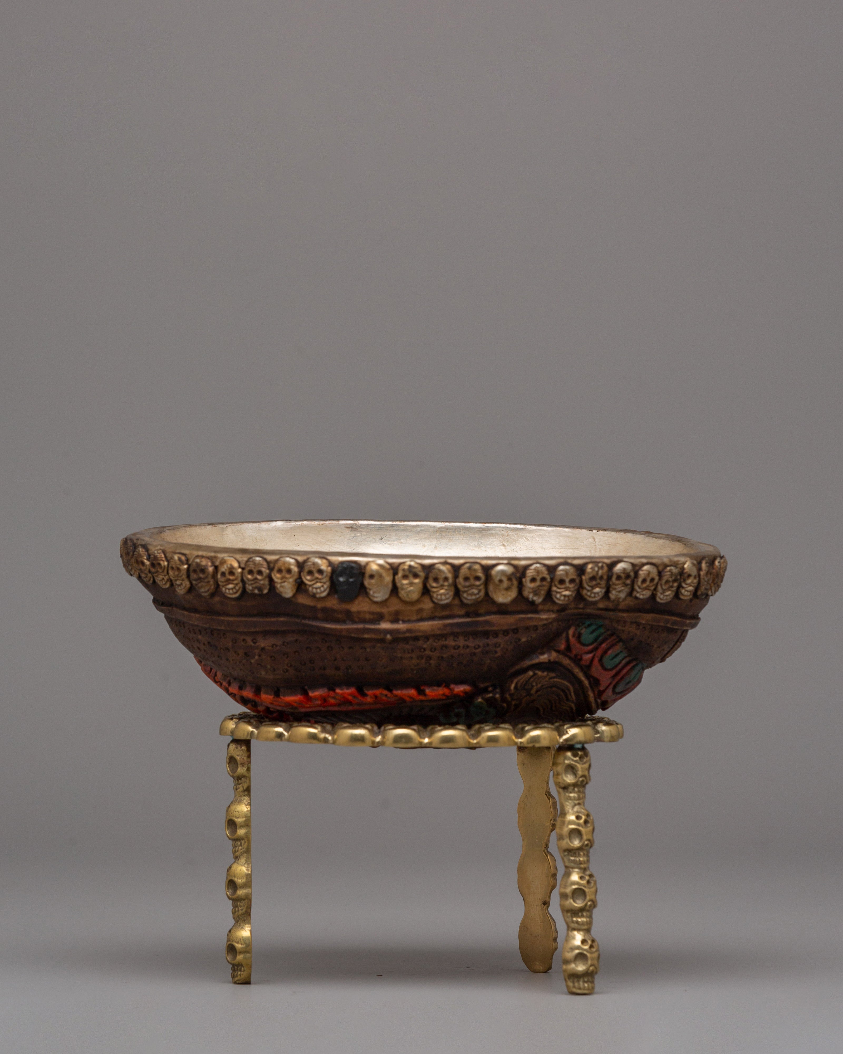 Kapala Skull Cup with Stand Set | Ritual Tool for Tantric Buddhist Practices