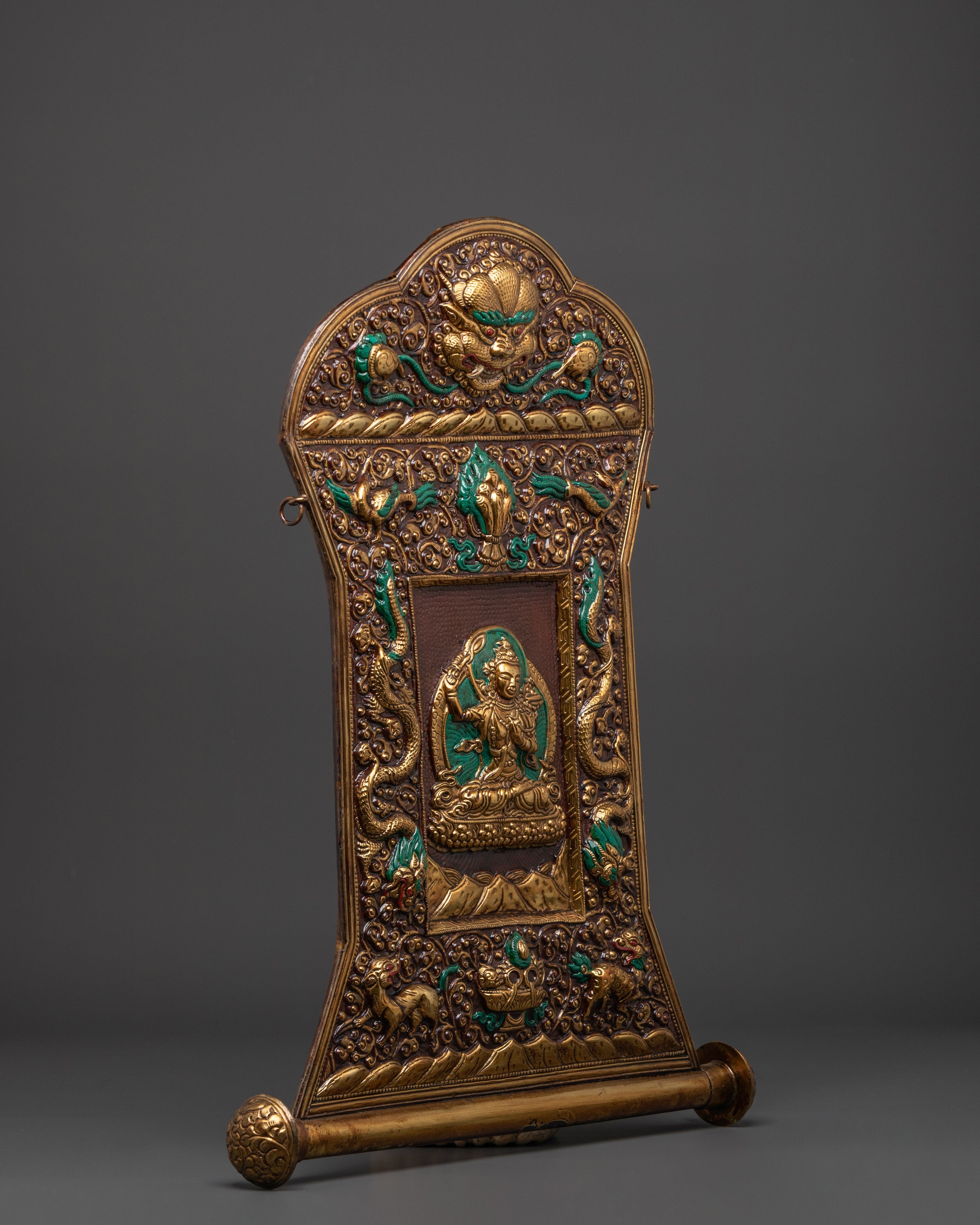 Manjushri Brass Wall Hanging | Buddhist Wisdom Decor