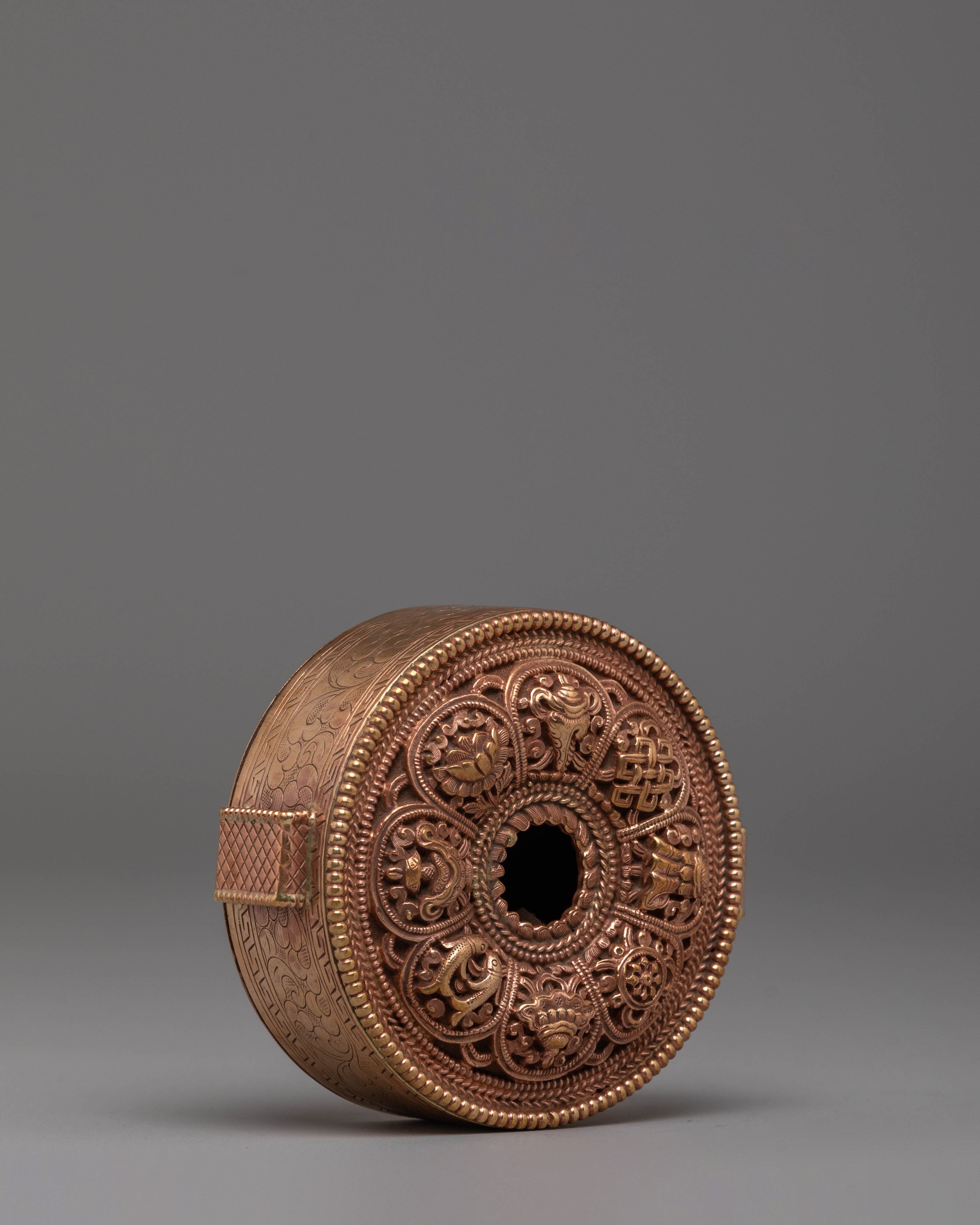 Handmade Copper Ghau Box | Spiritual Decor for Meditation