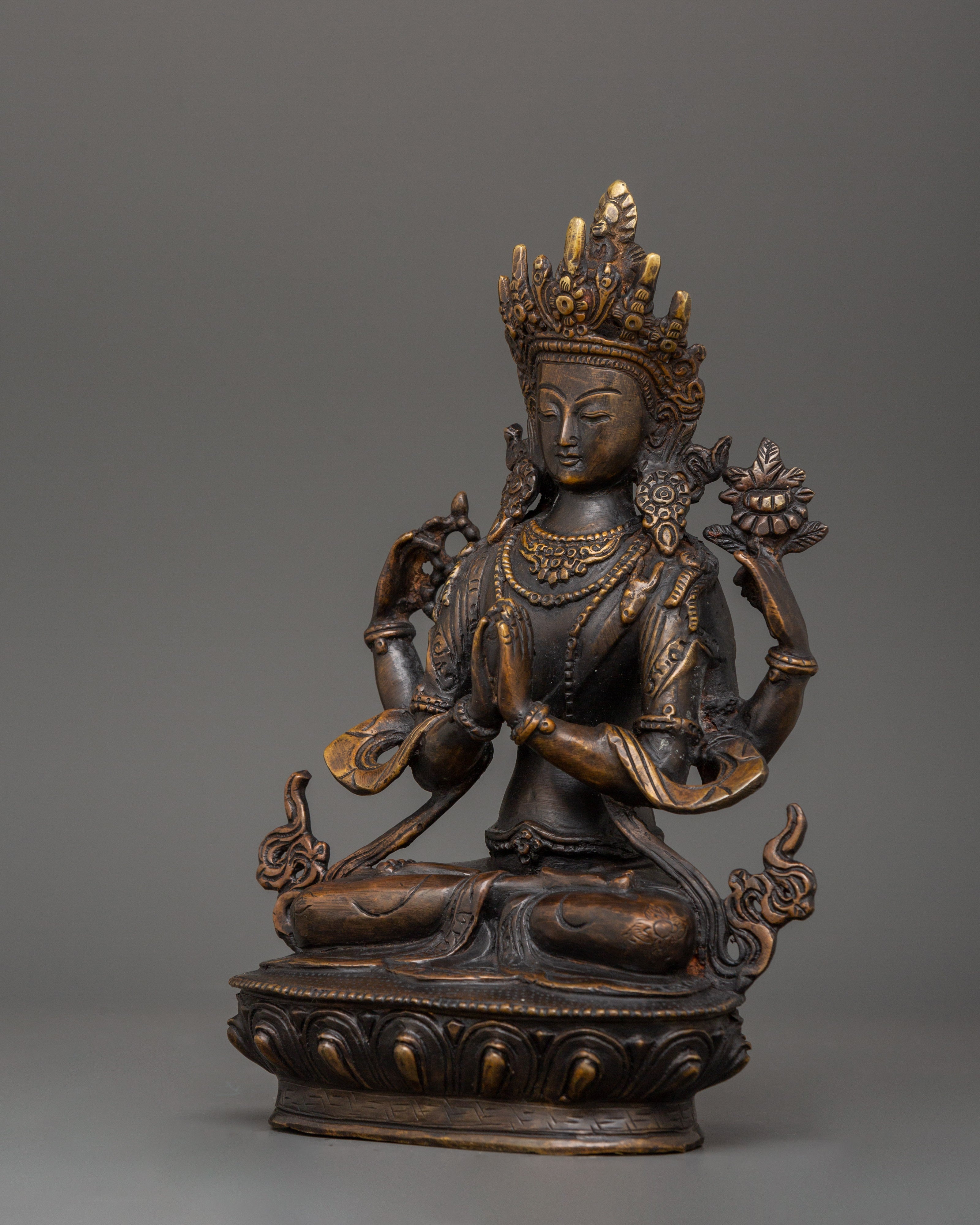 Chenresig Compassionate Buddha Statue | Tibetan Bodhisattva of Love & Healing