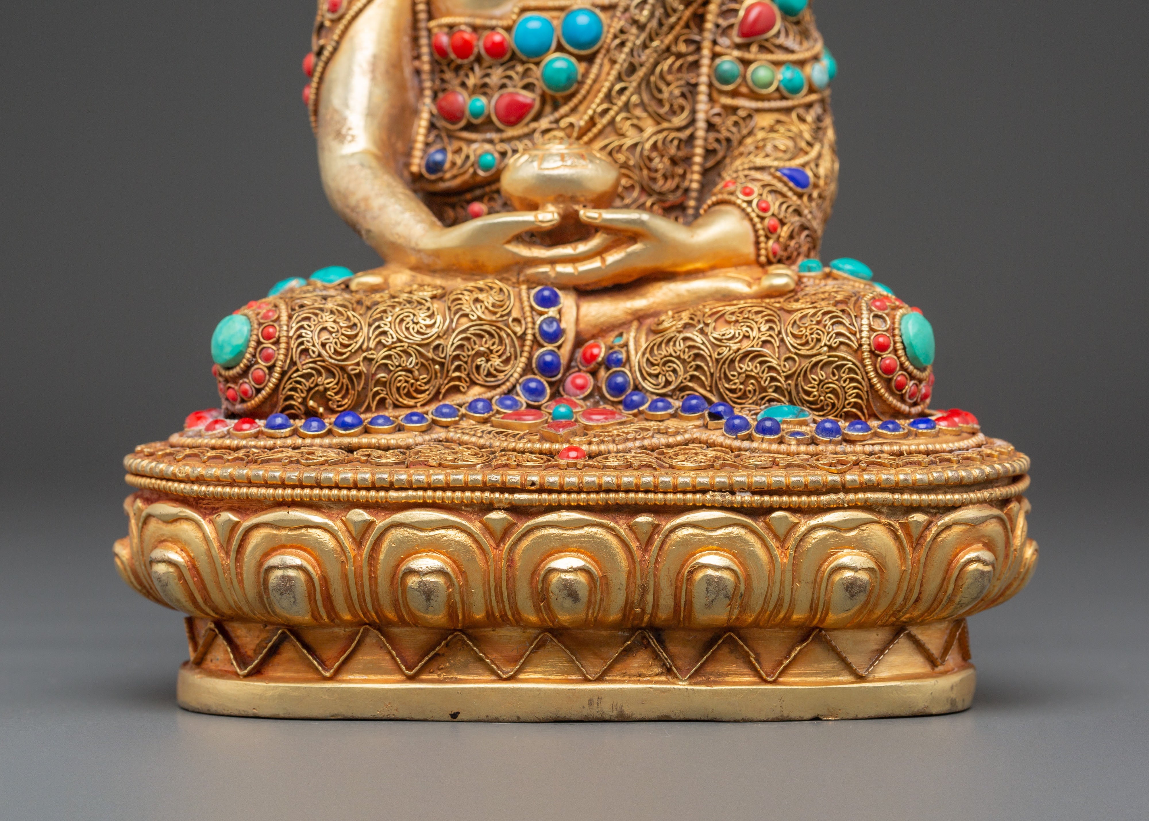 Gold Plated Statue of Amitabha Buddha | Buddhist Altar Statue
