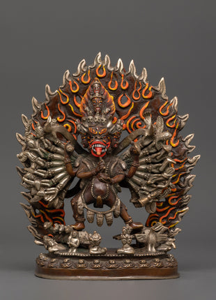 Silver-Plated Yamantaka Statue 