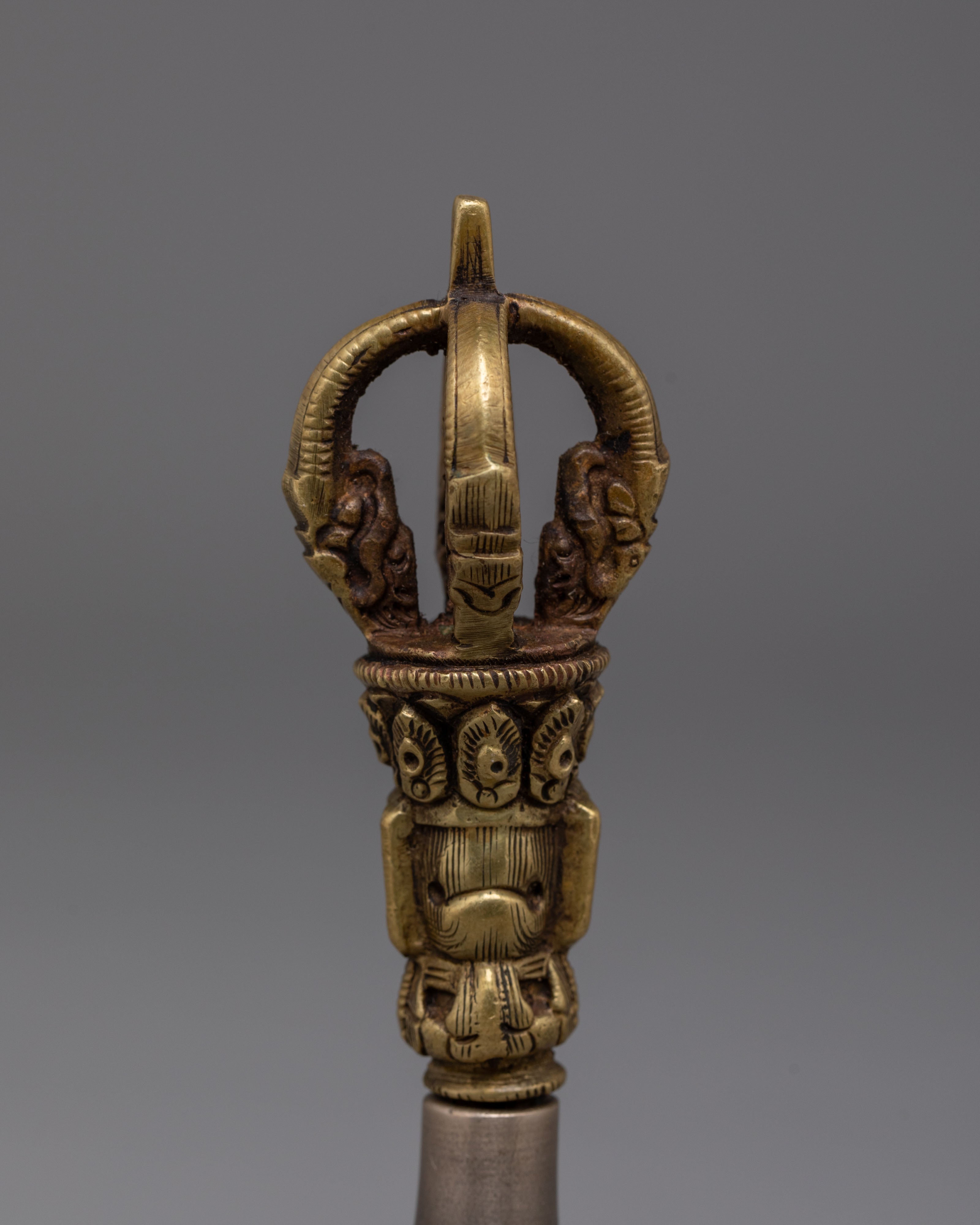 Handcrafted Vajra and Bell Set | Spiritual Brass and Bronze Deity Symbolism