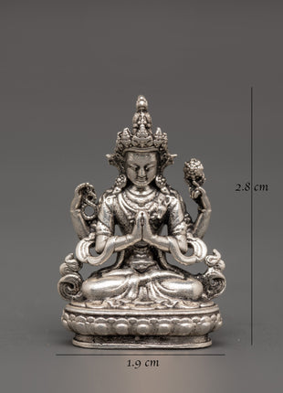 Handcrafted 98% Silver Chenresig Locket | Tibetan Buddha of Compassion