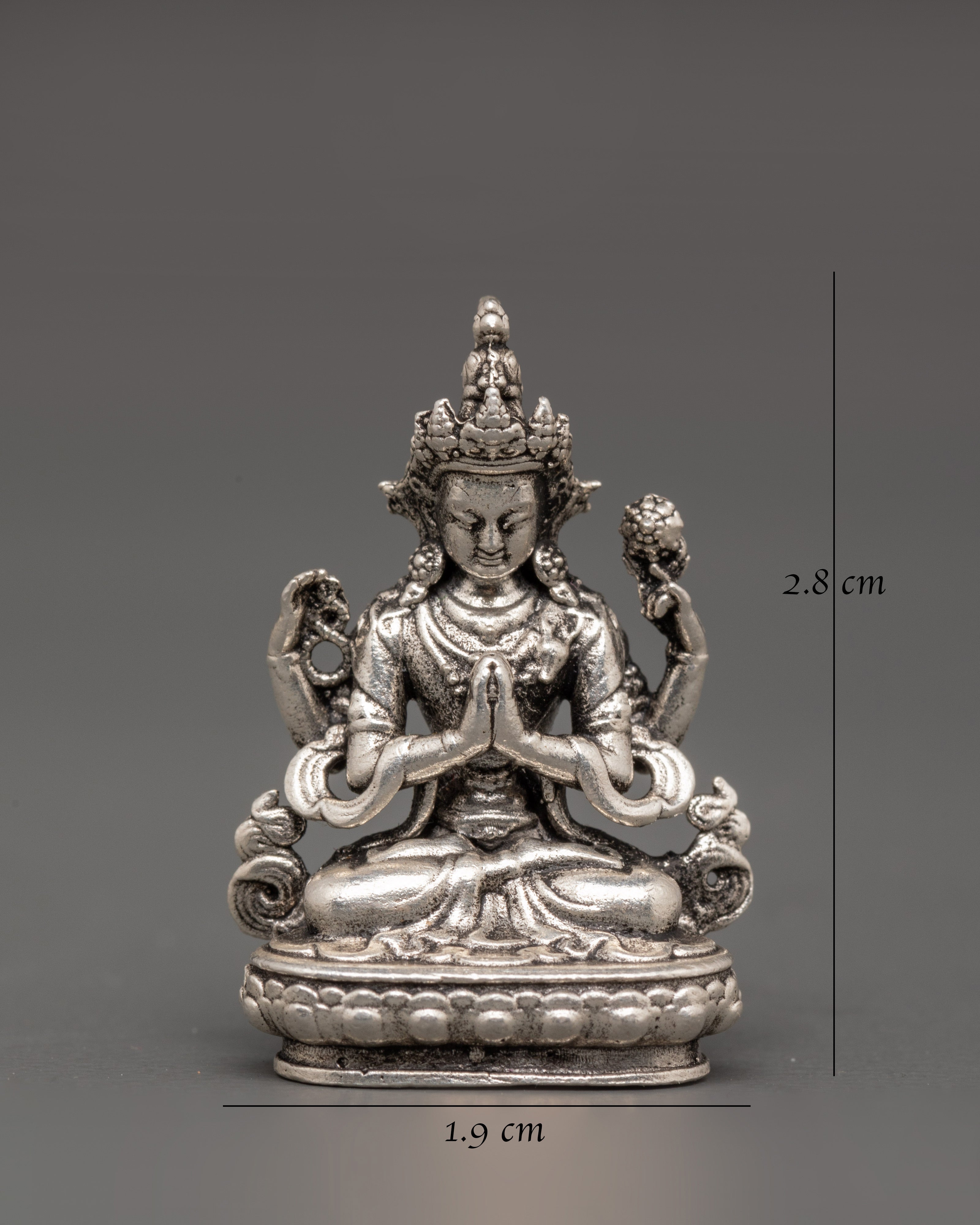 Handcrafted 98% Silver Chenresig Locket | Tibetan Buddha of Compassion