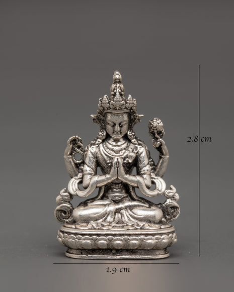 Handcrafted 98% Silver Chenresig Locket | Tibetan Buddha of Compassion