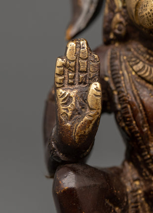 Antique-finish Brass Hanuman Statue | Spiritual Decor