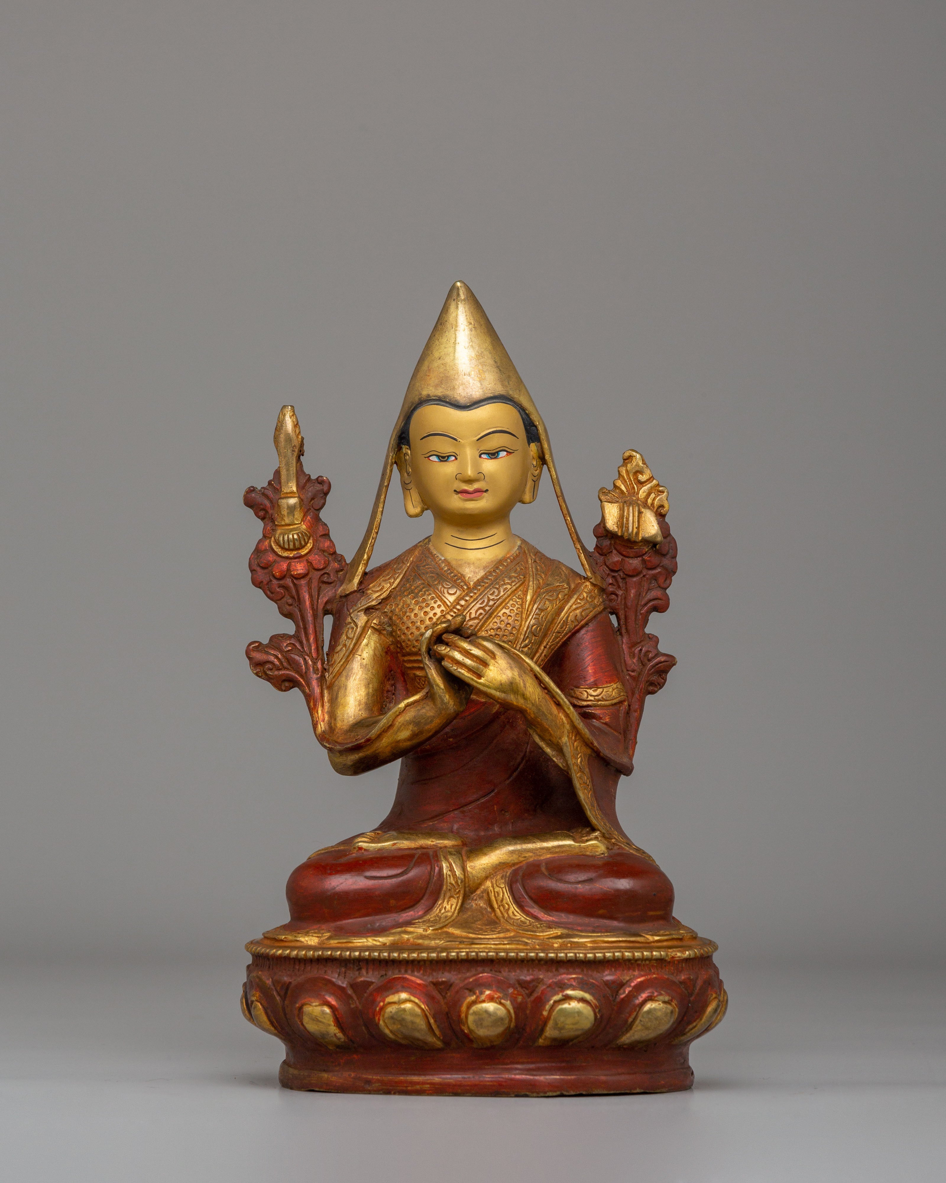 Handcrafted Tsongkhapa Set Statue | Tibetan Buddhist Master
