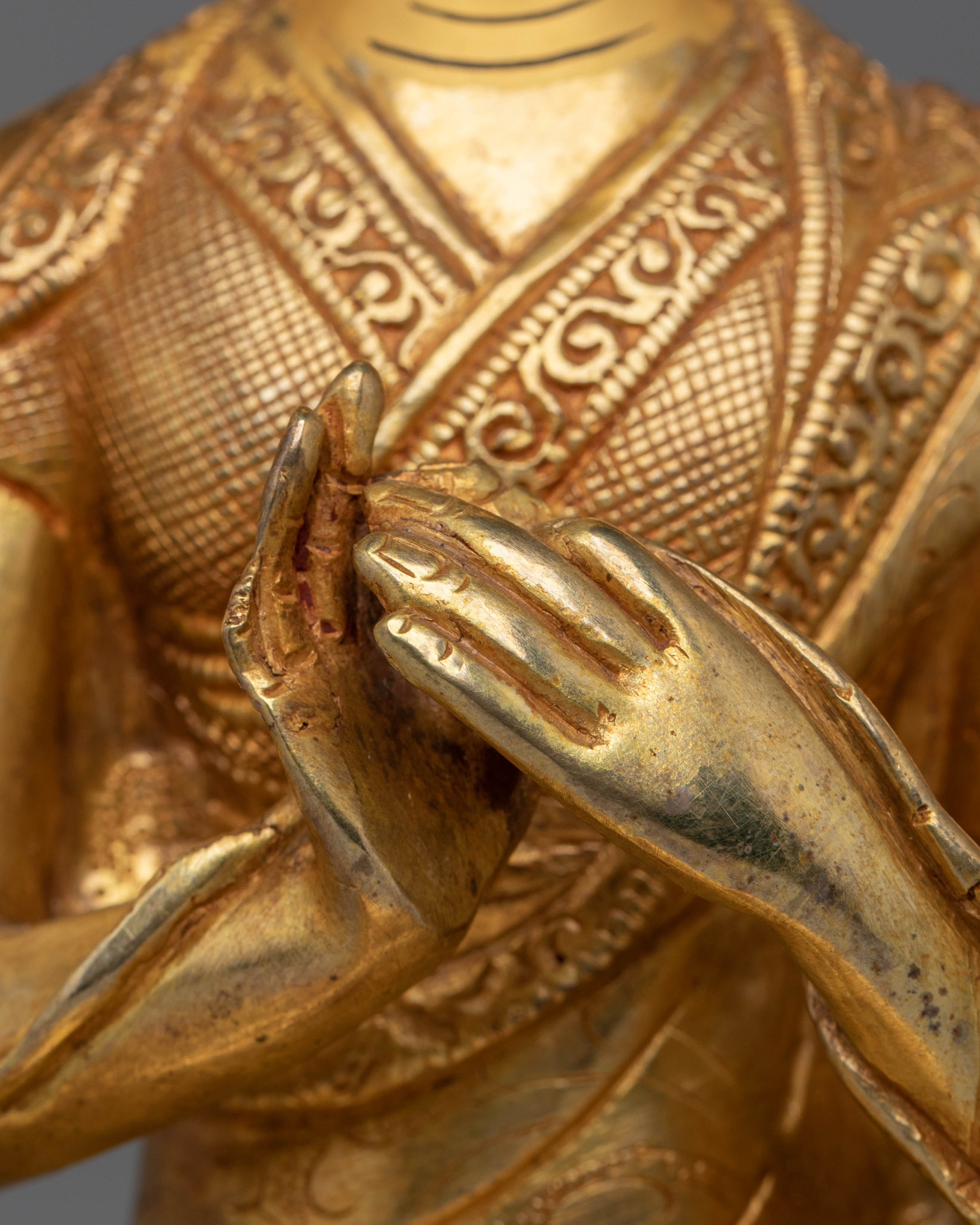 Tsongkhapa Handcrafted Copper Statue | Traditional Tibetan Artwork