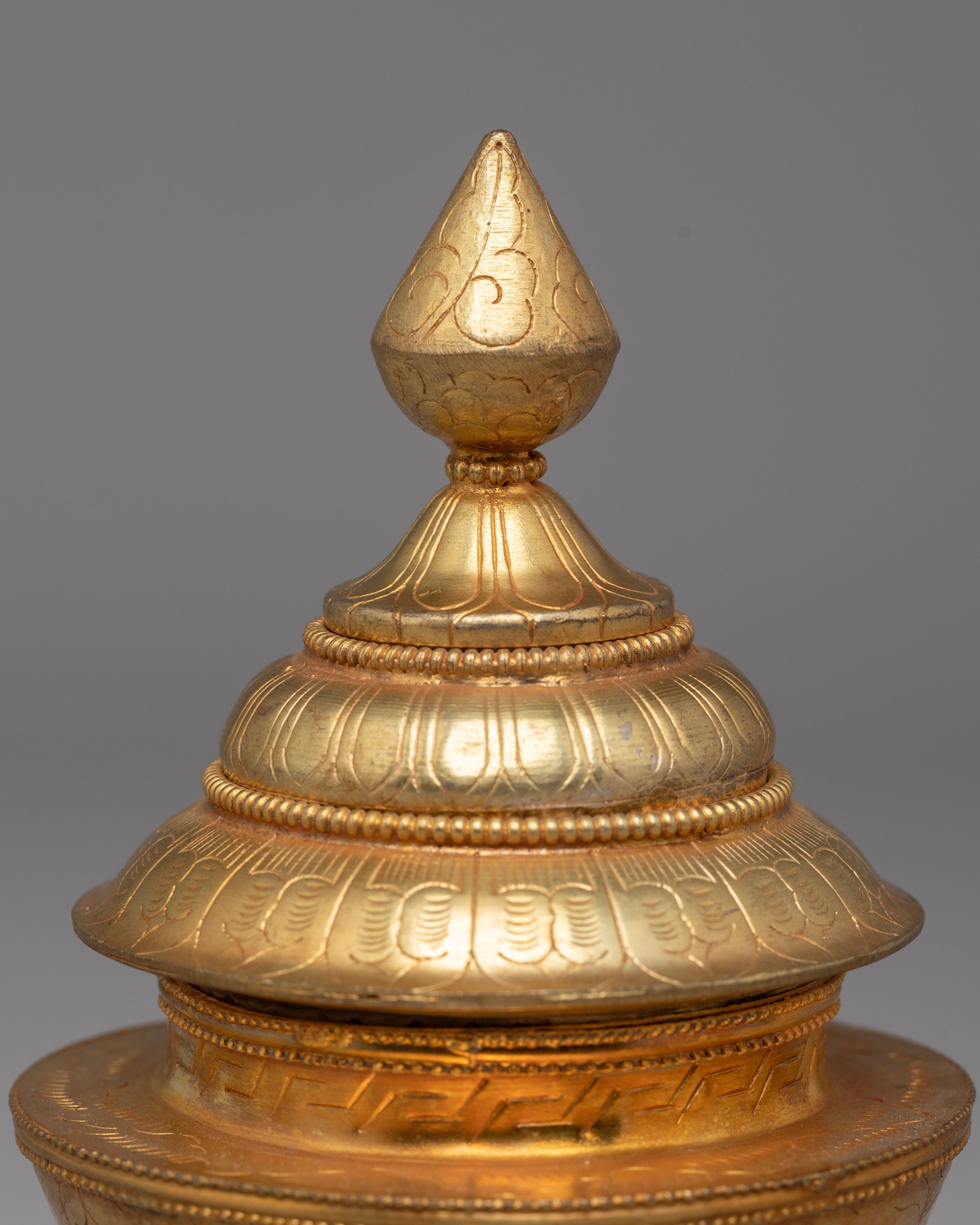 Sacred Gold-Plated Ritual Rice Pot | Handcrafted Copper Offering Vessel