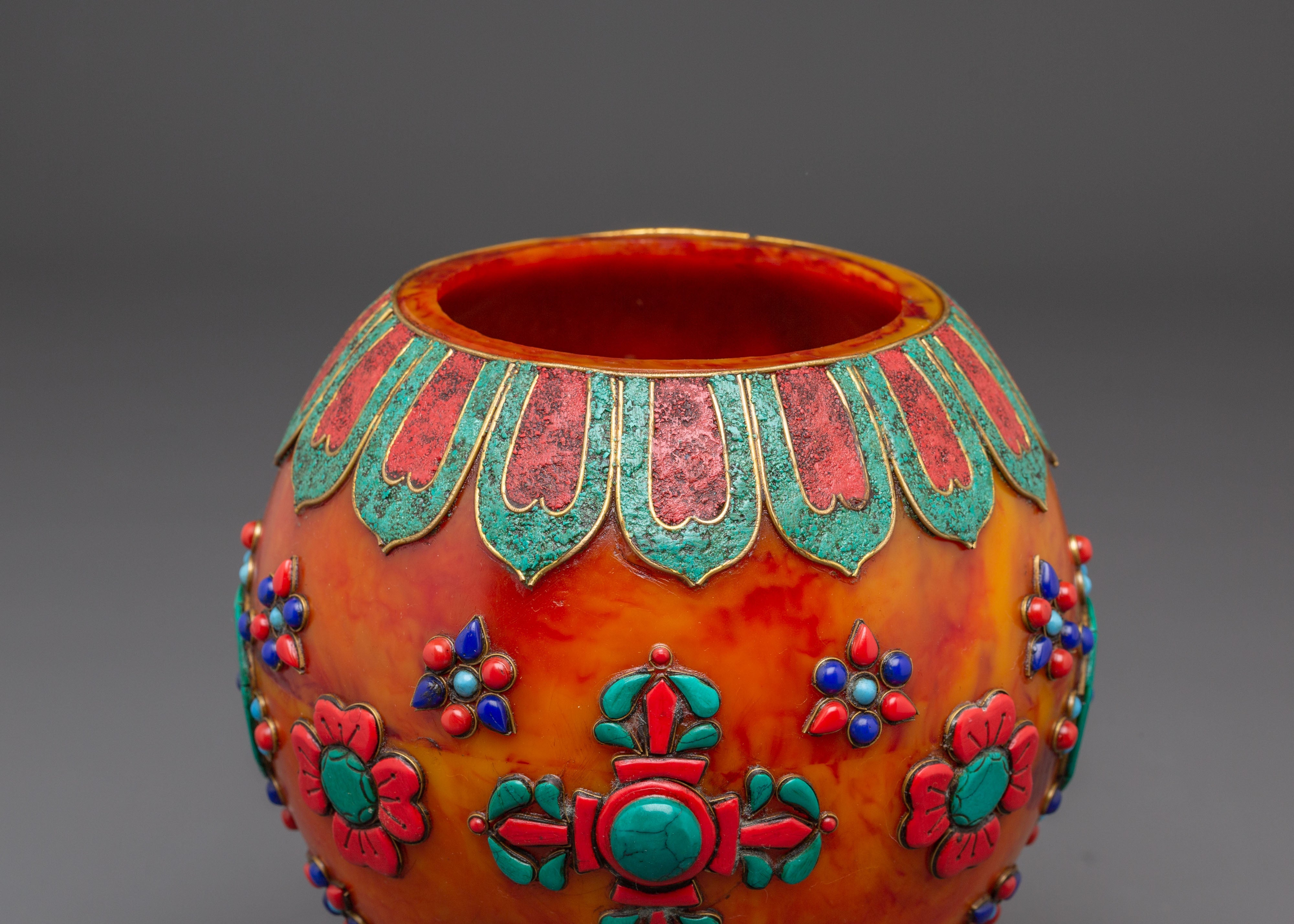 Offering Rice Pot Set | Handcrafted Tibetan Ritual Vessel for Spiritual Practices