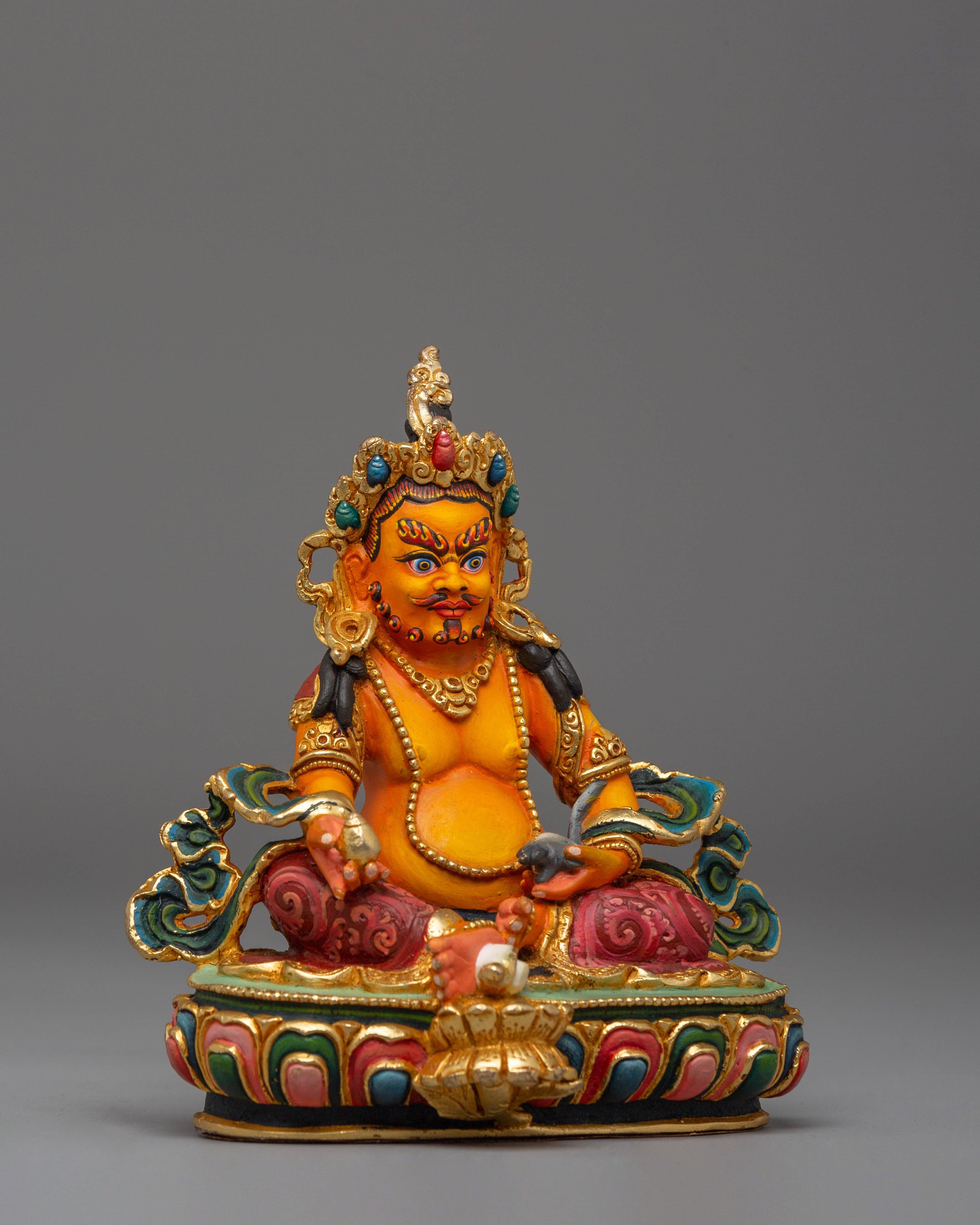 Handcrafted Copper Statue of Dzambhala for Altar and Decor