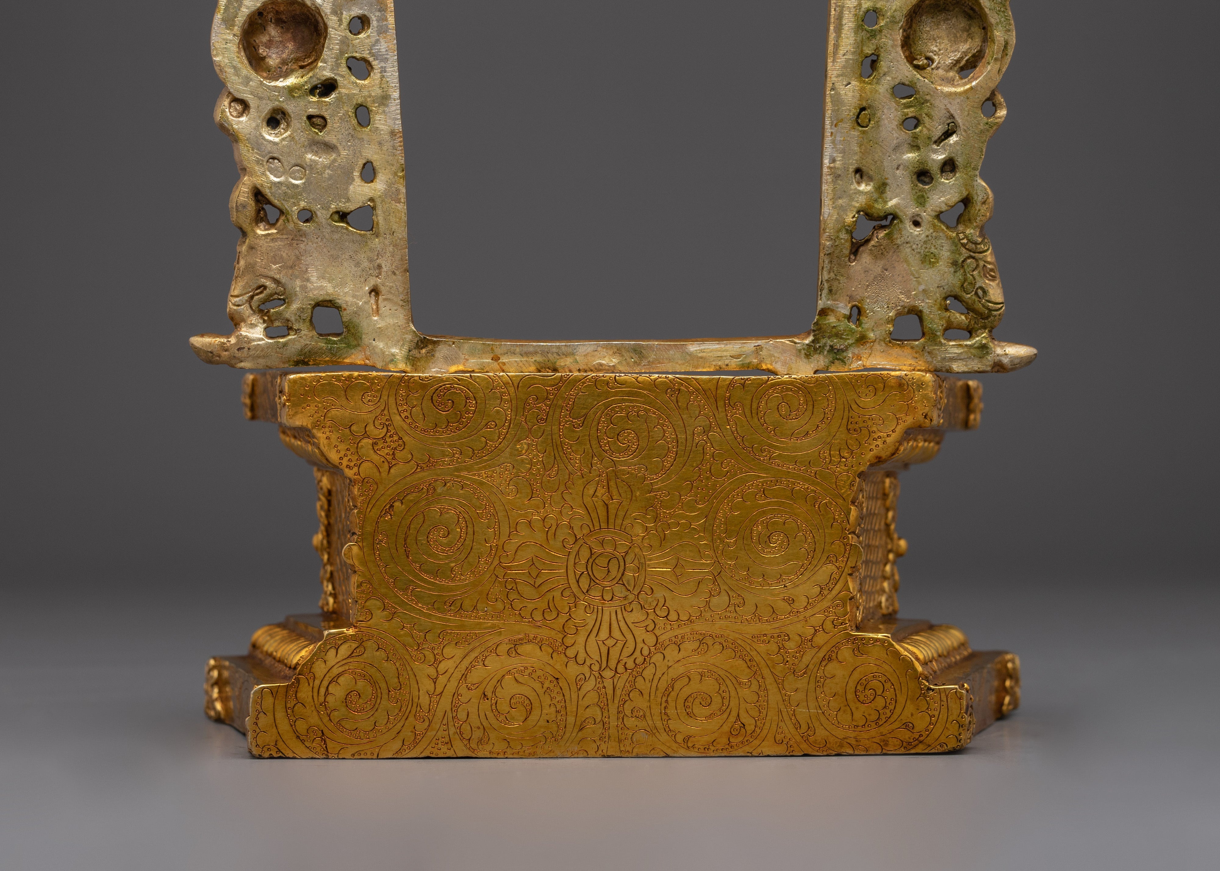 Gold-Plated, Copper Throne with Garuda | Sacred Ritual Throne for Shrine and Altar