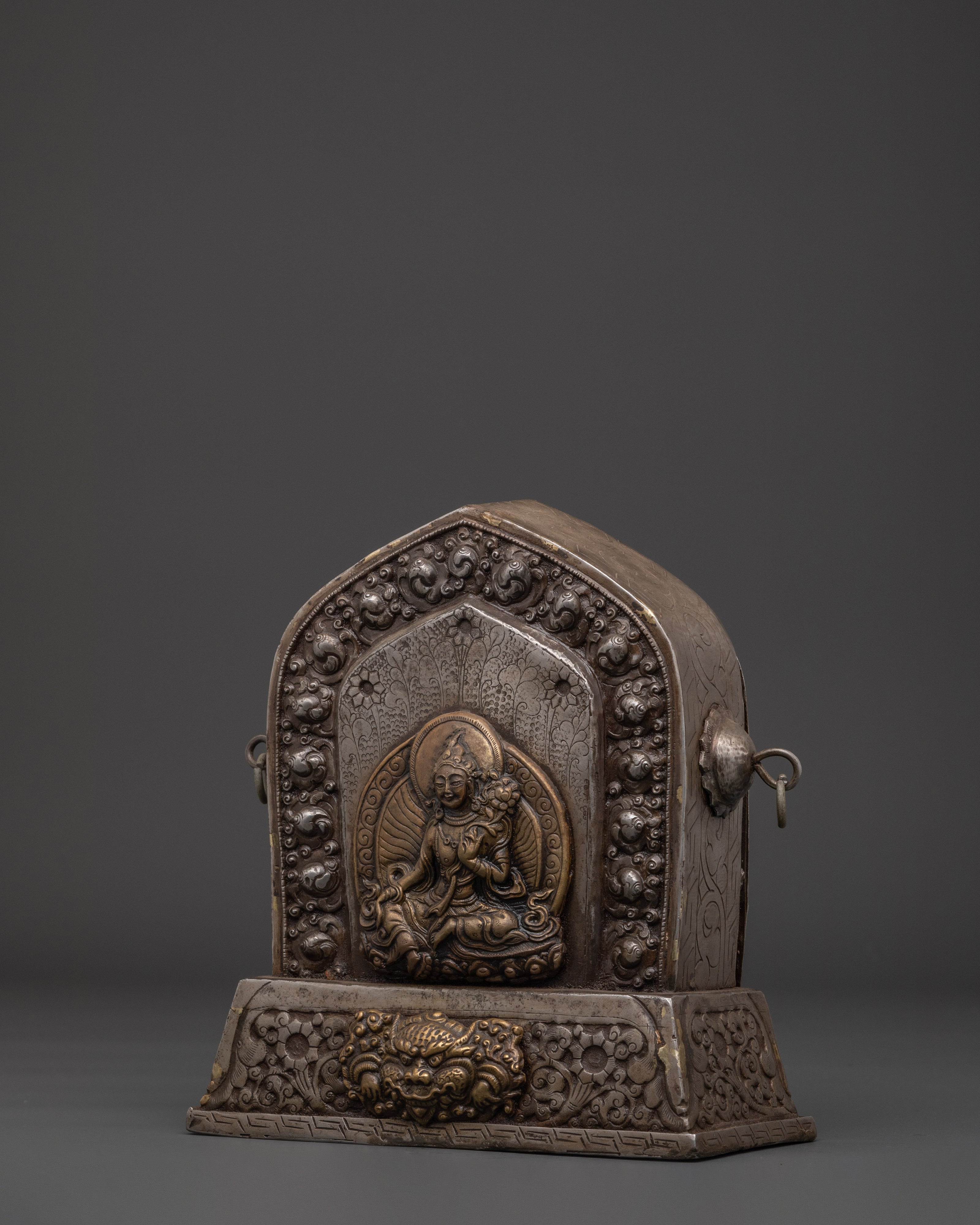 Handcrafted Religious Ghau Box | Tibetan Copper Altar Box for Meditation