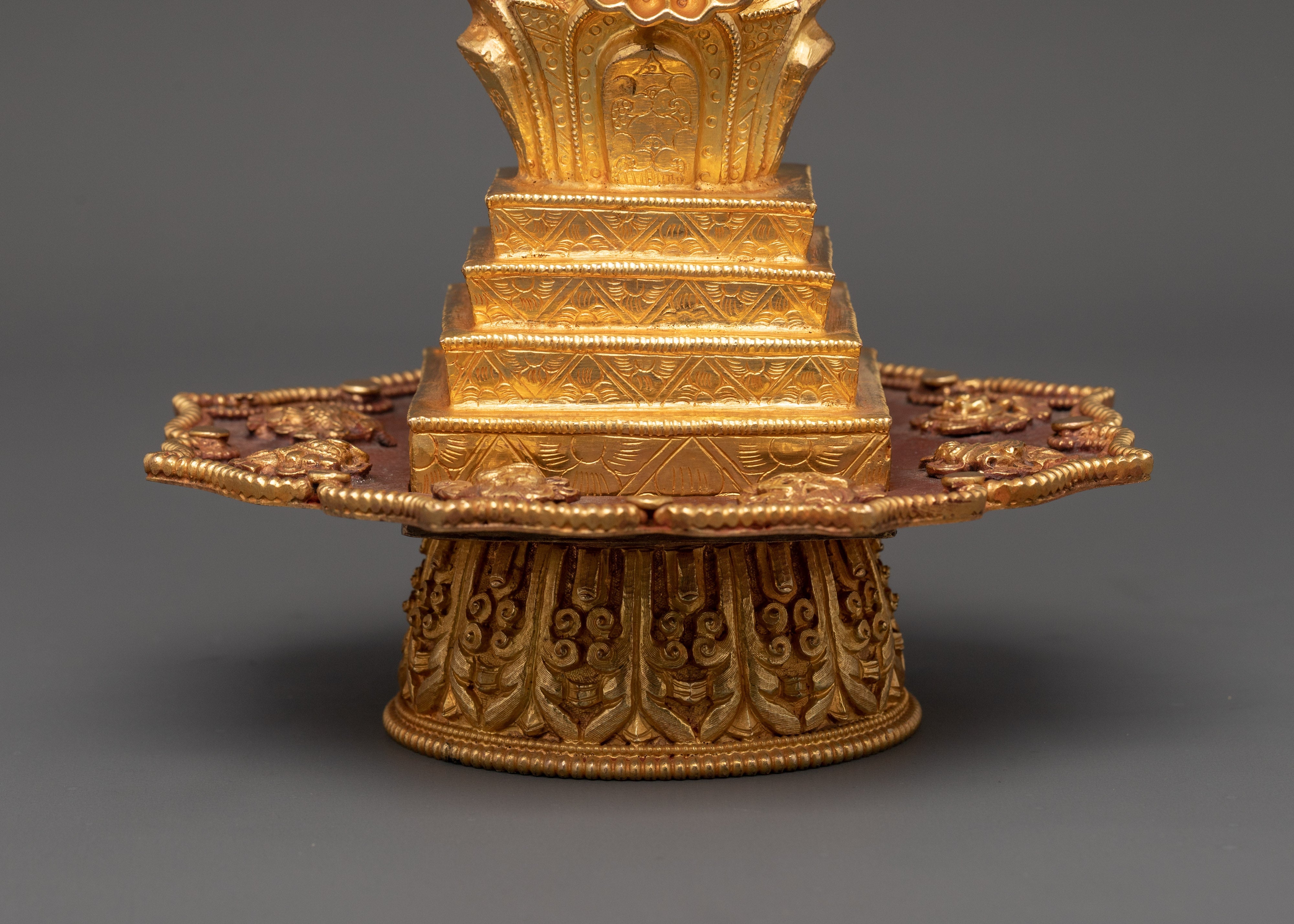 Gold-Plated Copper Torma | Tibetan Buddhist Ritual Offering