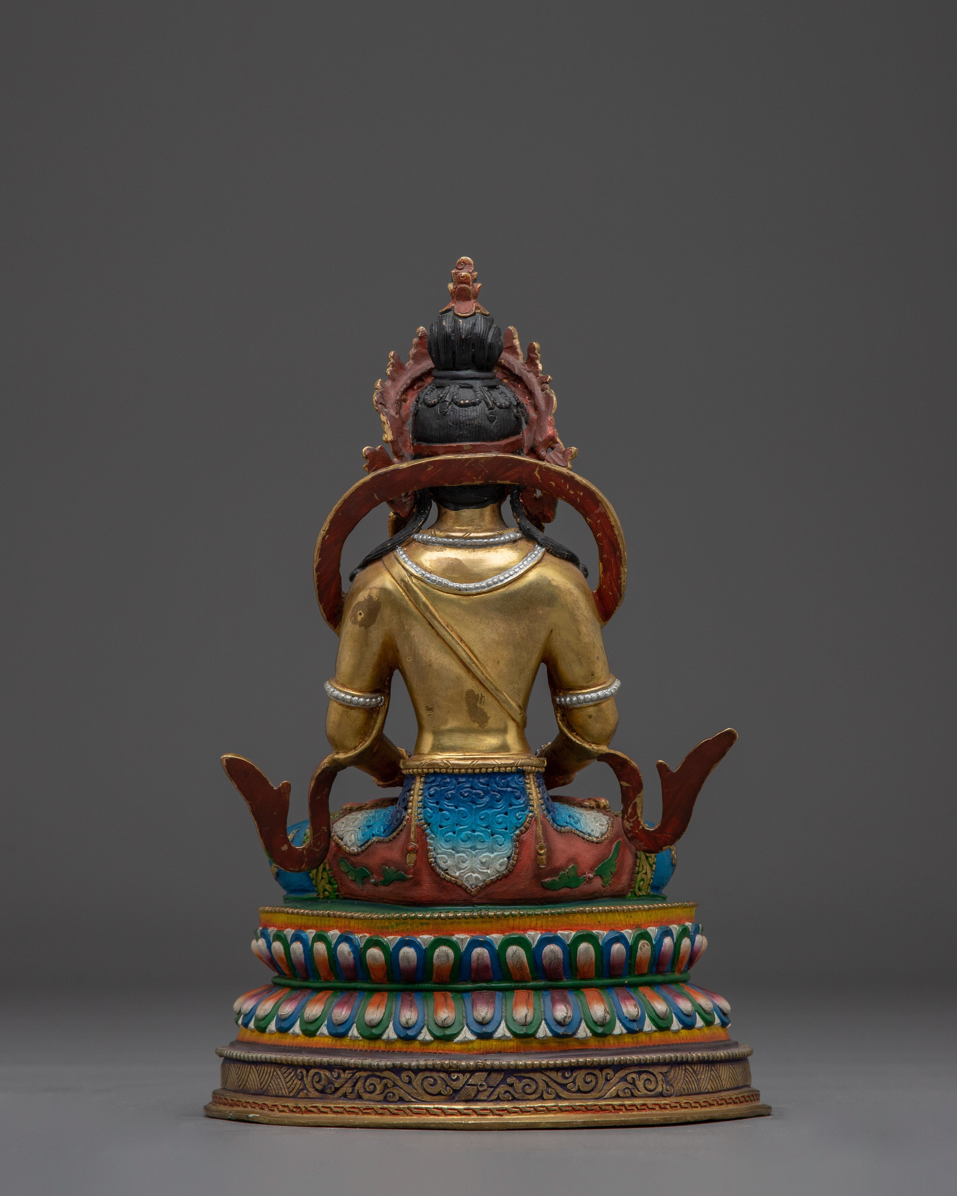 Colorful Amitayus Copper Statue | Buddhist Deity for Longevity