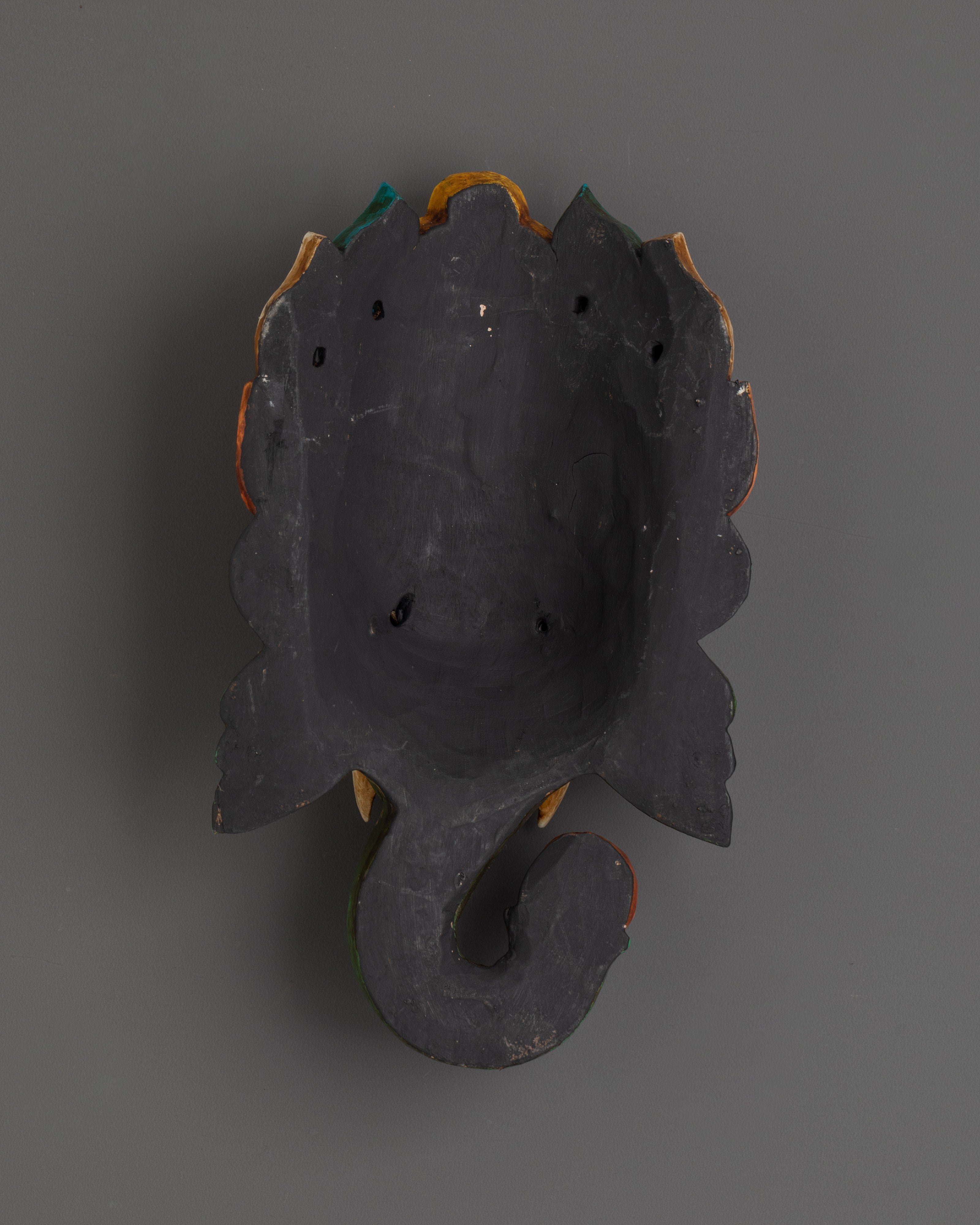 Handcrafted Wooden Ganesha Mask Wall Hanging Decor | Spiritual Gift
