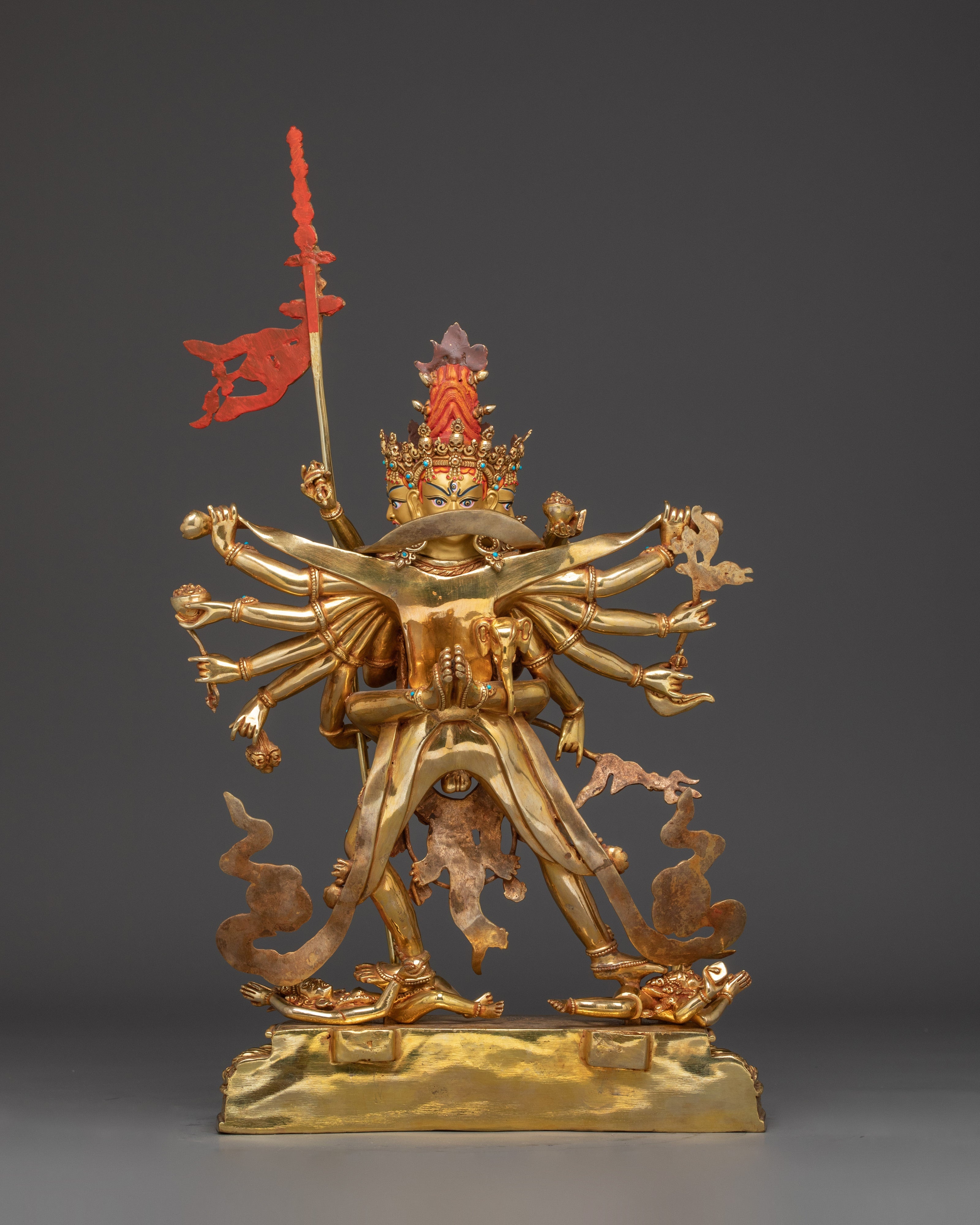 Chakrasamvara Statue in 24K Gold-Gilded | Tantric Deity for Enlightenment