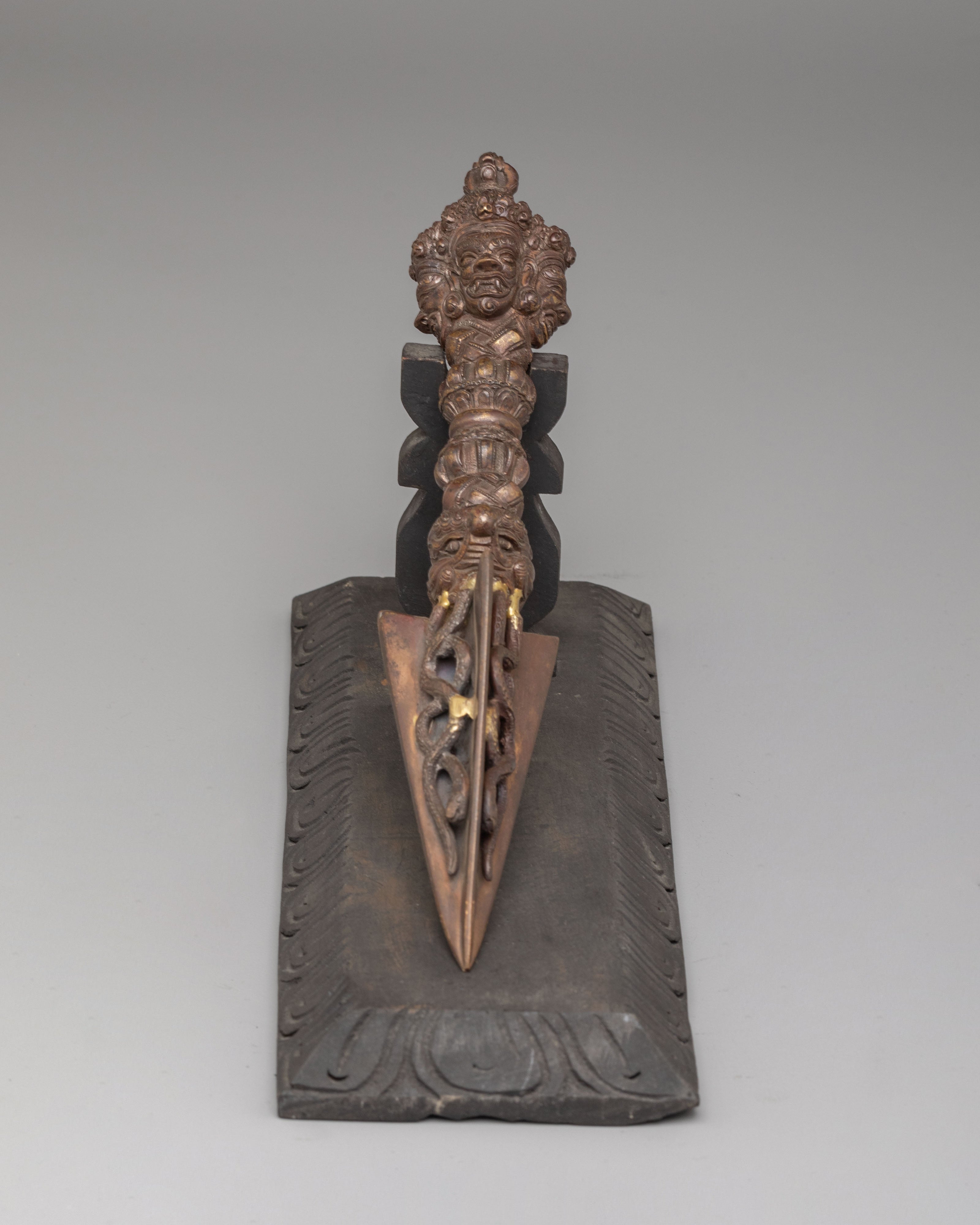 Ritual Phurba Dagger With Stand | Sacred Vajrayana Ceremonial Blade