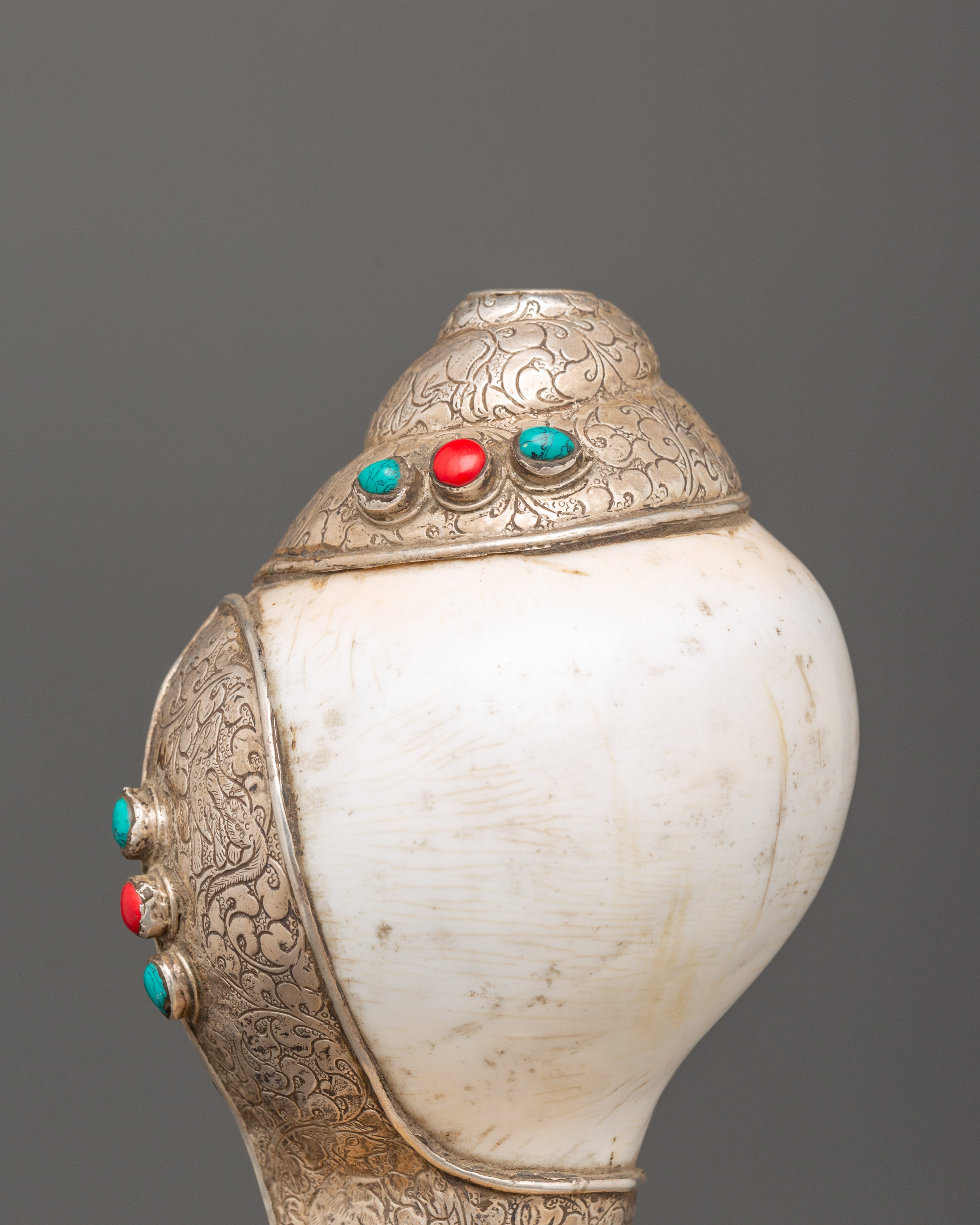 Tibetan Handmade Spiritual Conch Shell | Perfect for Meditation and Ritual Practices