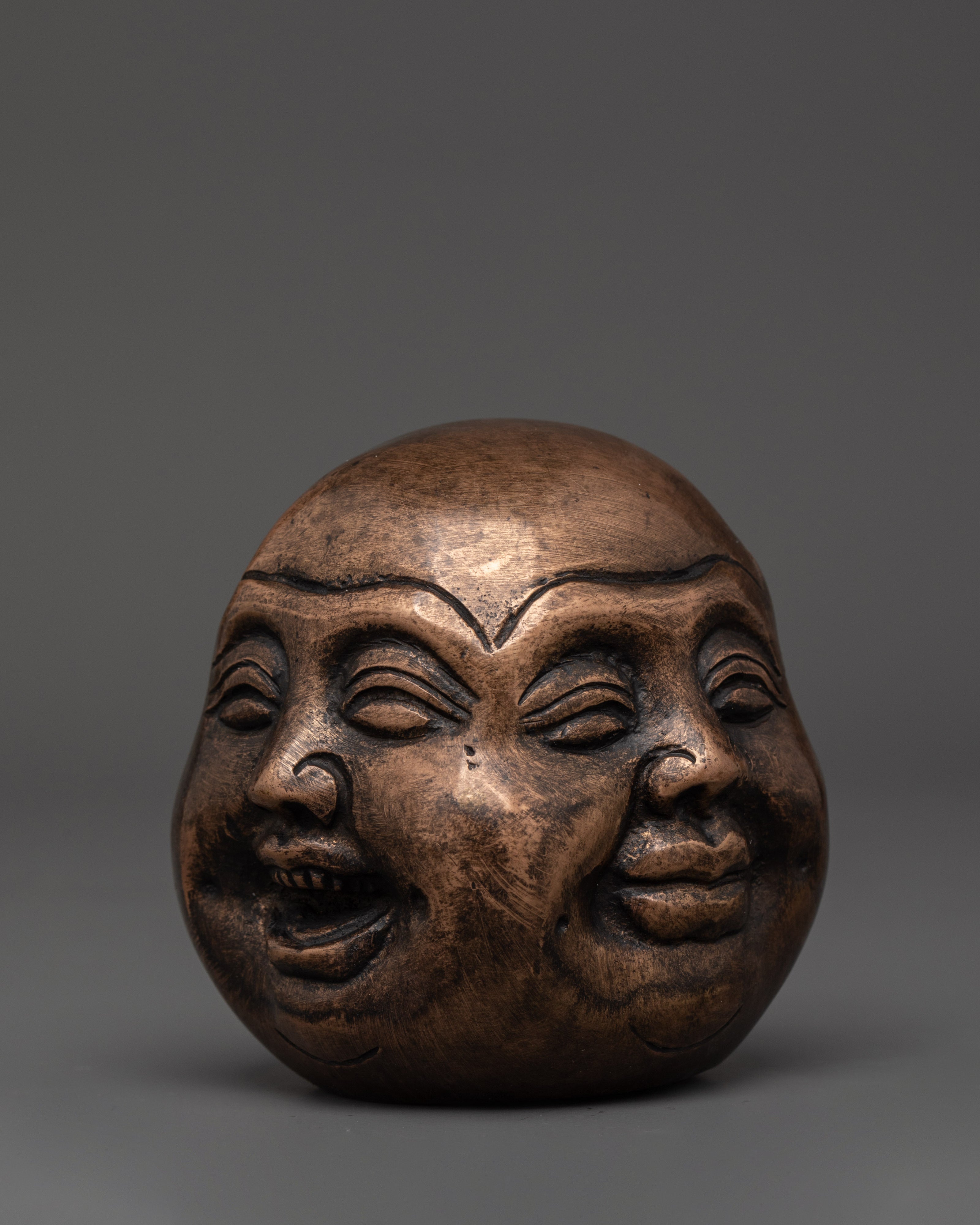 Sacred Laughing Buddha Head | Brass Buddha Sculpture for Spiritual Decor