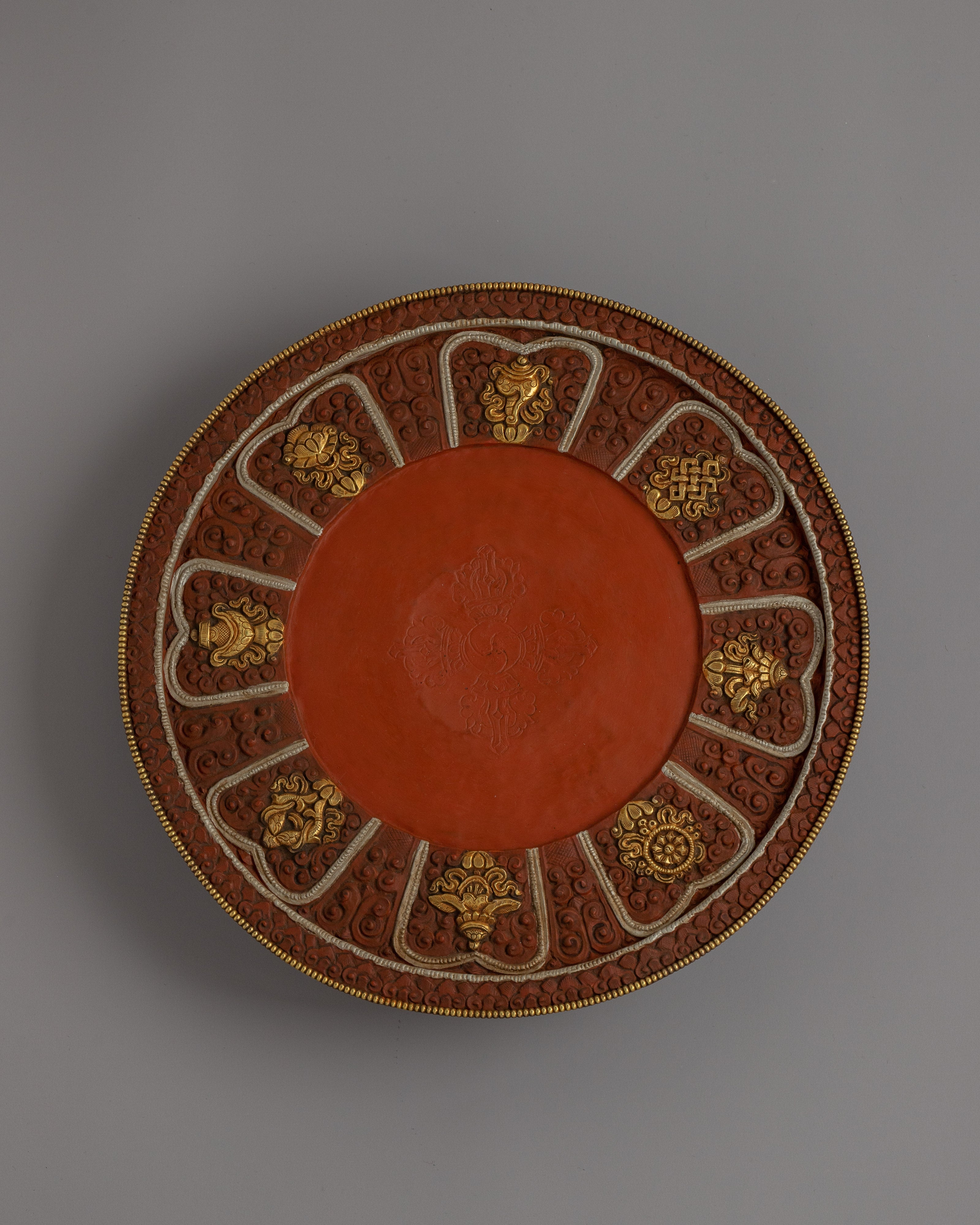 Gold-Plated Copper Mandala Offering | Buddhist Altar Decor Offering Bowl
