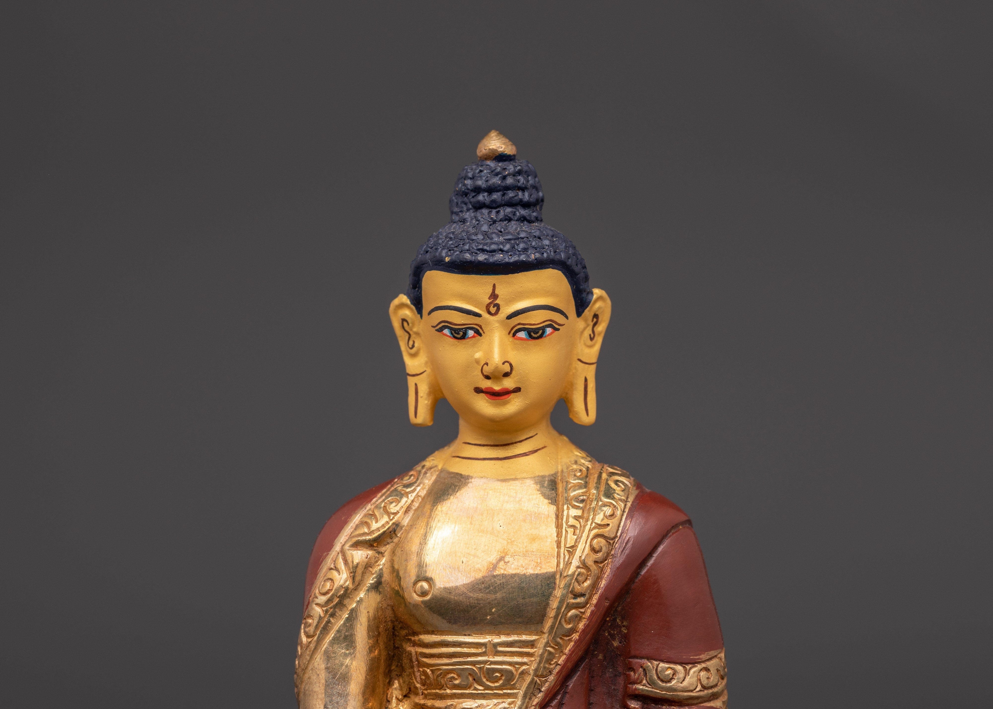 Seated Shakyamuni Buddha Statue | Gold Plated Copper Sculpture