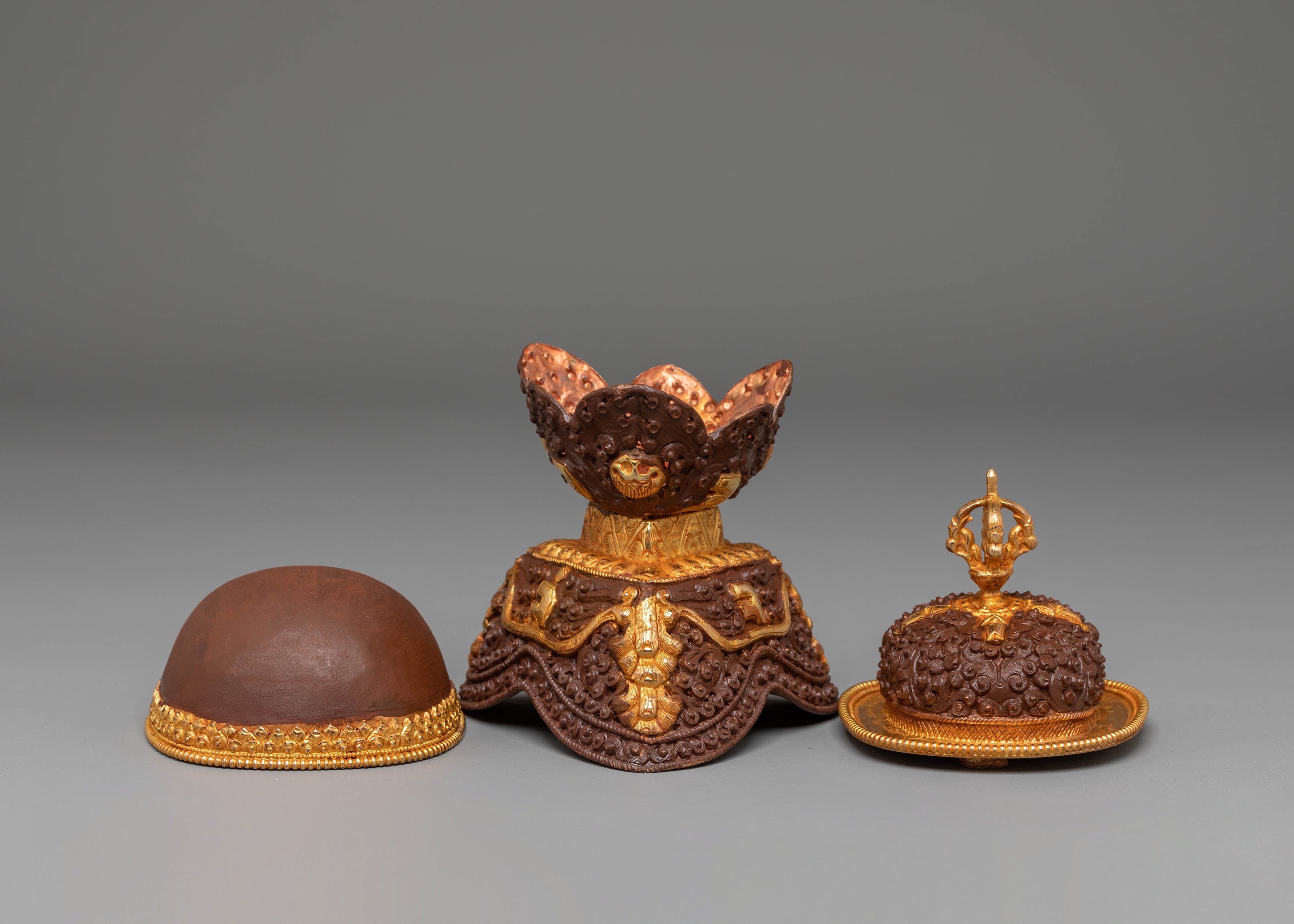 Handmade Tibetan Kapala for Rituals | Gold Plated Copper Body