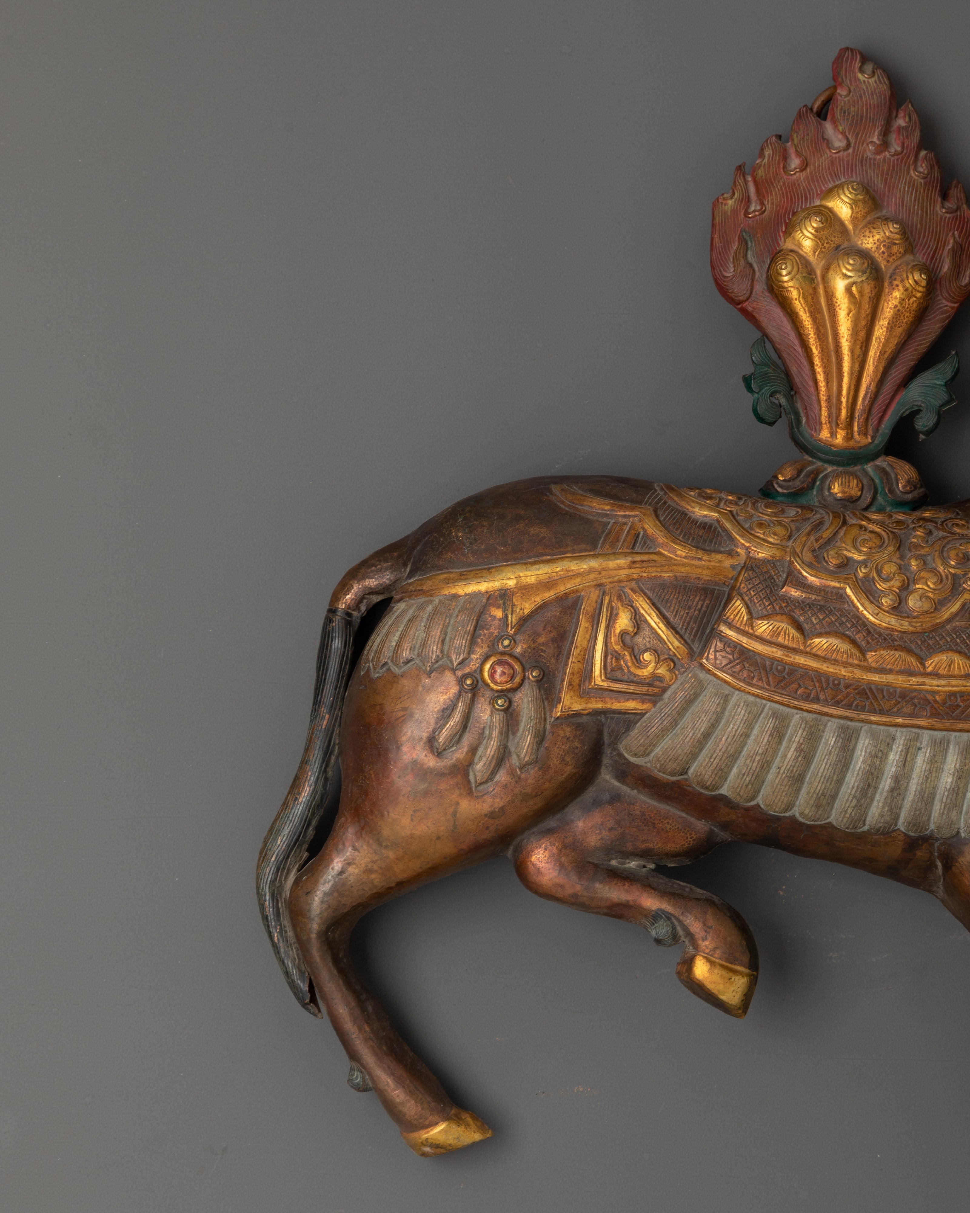 Horse Wall Hanging | Oxidized Copper Gold-Plated Metal Art