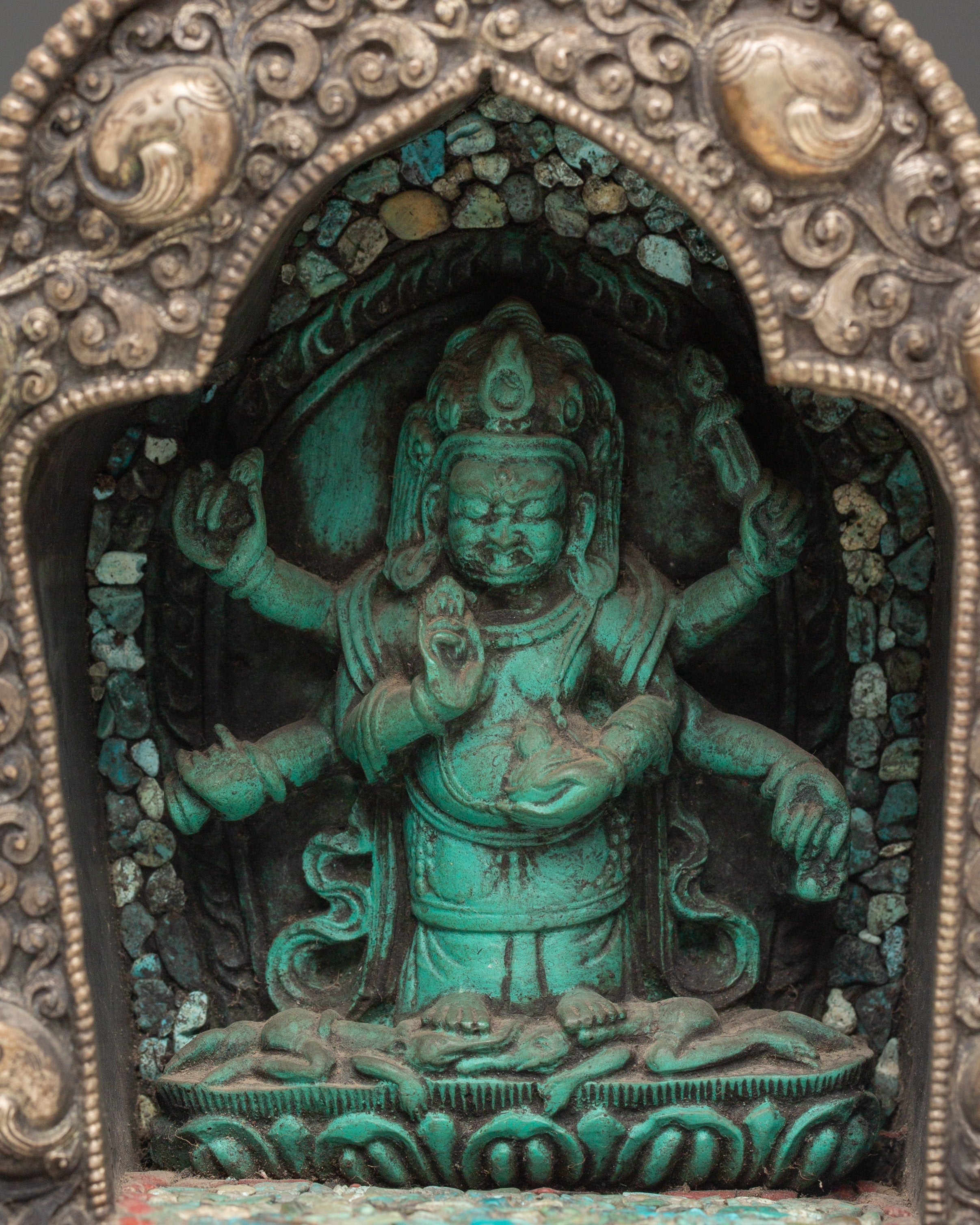 Traditional Six Armed Mahakala Ghau Box | Symbol Of Protection