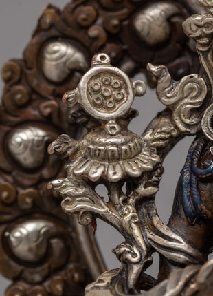 Oxidized Copper Maitreya Buddha of Future | 15cm Home Decor Statue
