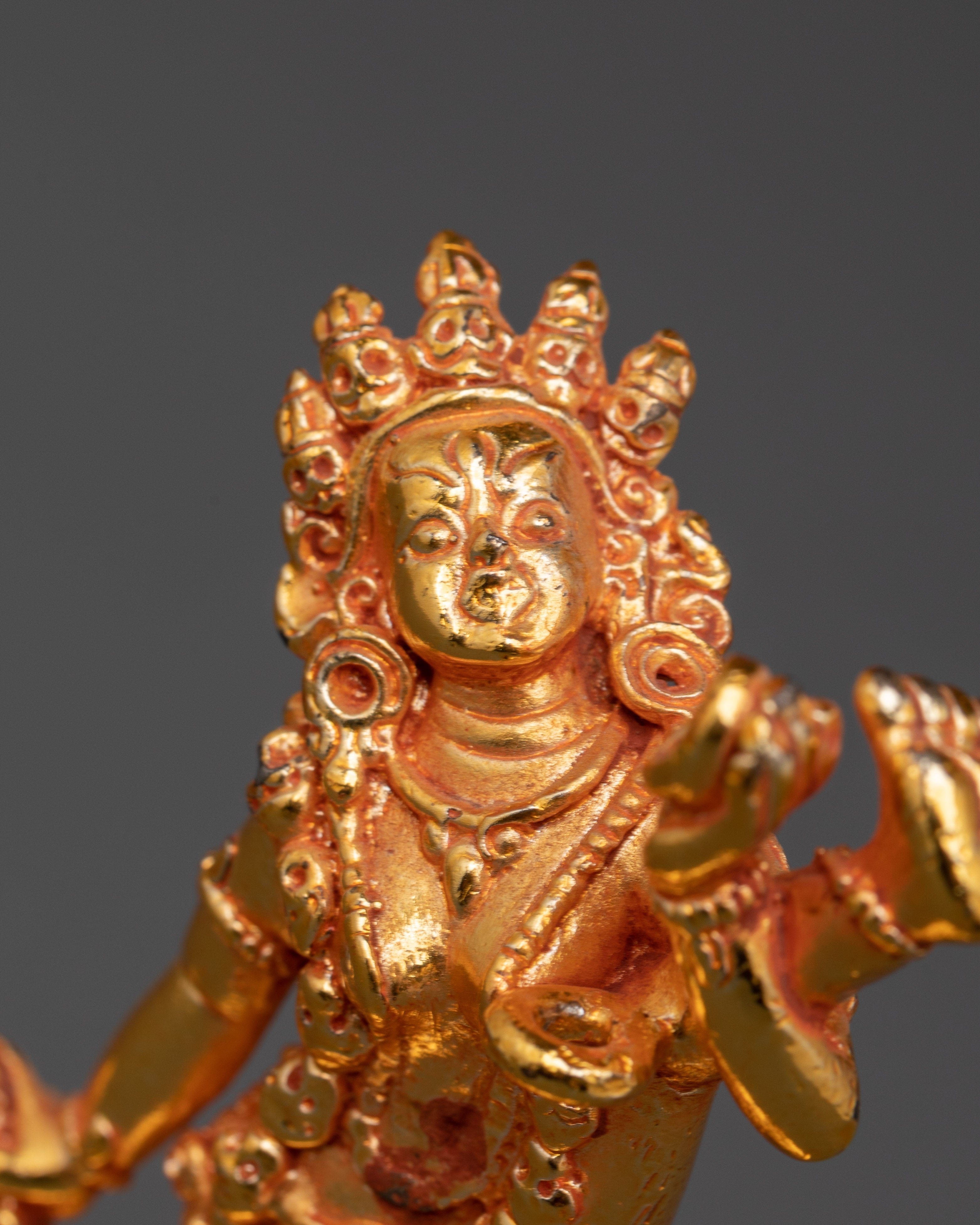 Vajrayogini Copper Sculpture | Handcrafted Gold-Plated Tibetan Goddess Statue