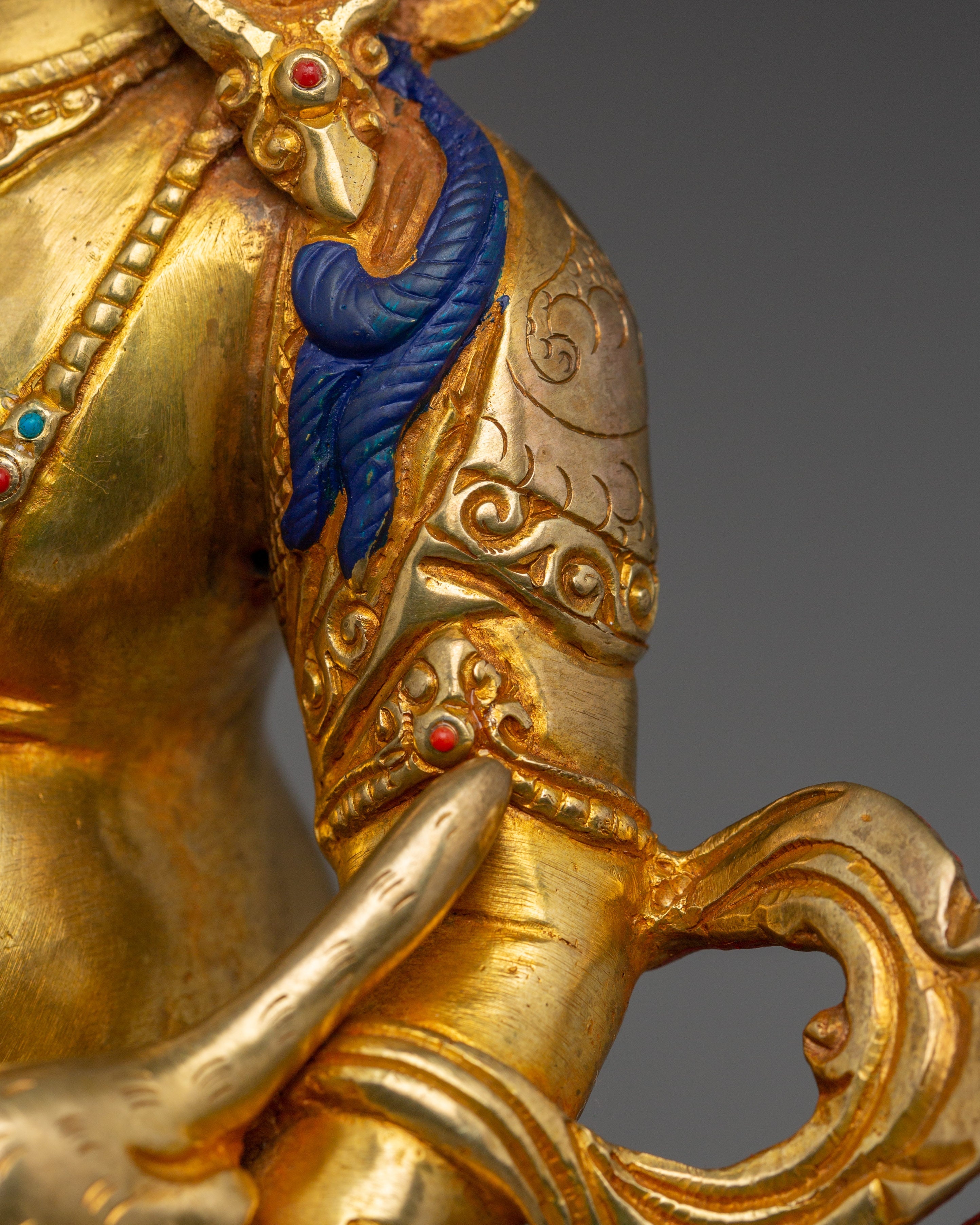 Golden Nepalese Artwork of Dzambhala | Wealth Deity of Tibetan Buddhism