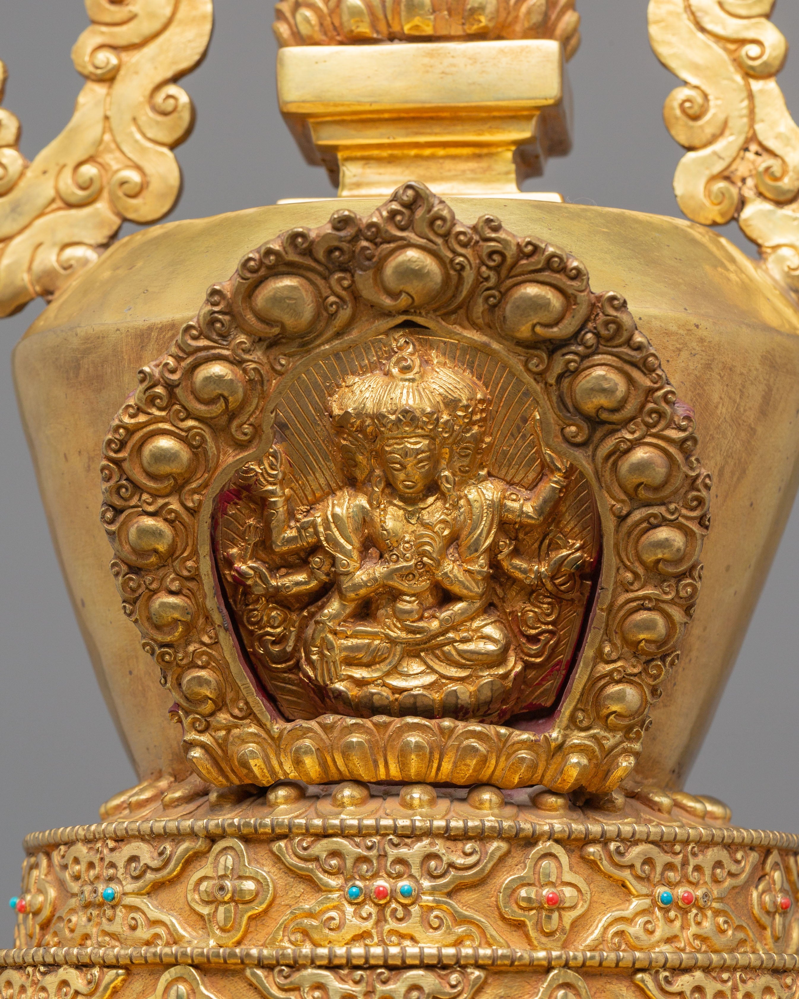Enlightenment Symbol Stupa | Gold-Plated Buddhist Statue for Meditation