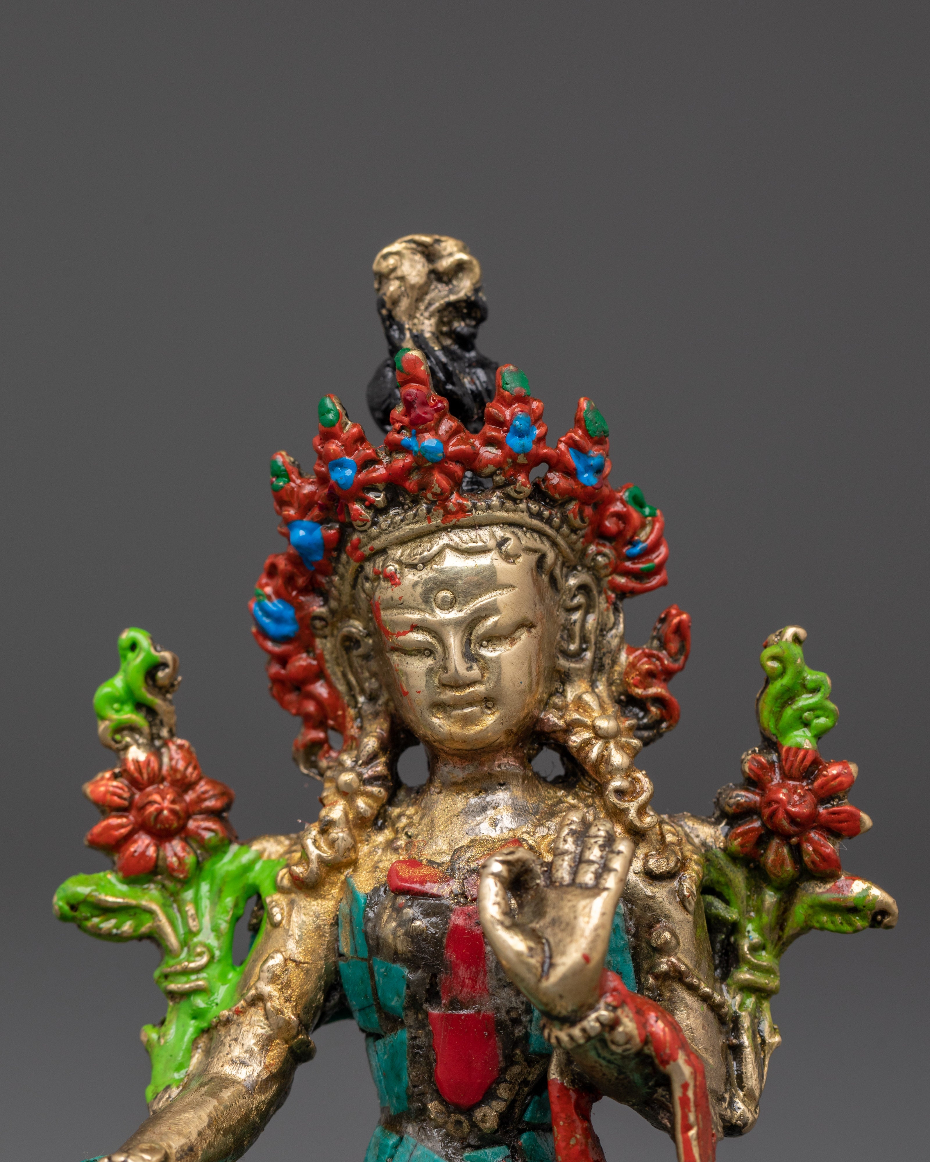 Handcrafted Green Tara Buddhist Deity | Meditation and Home Decor
