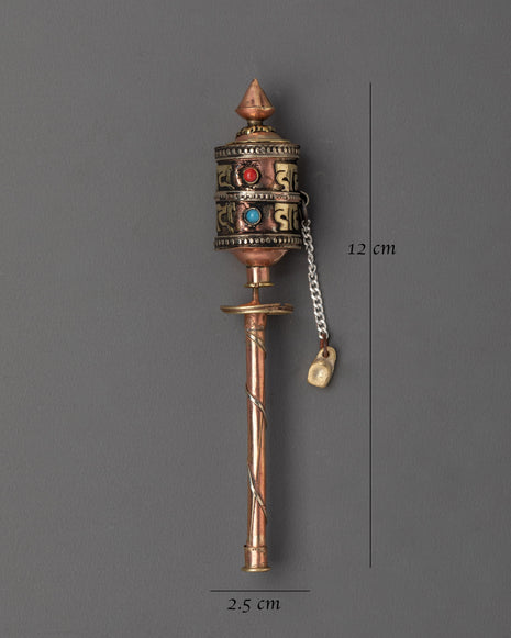 Spinning Mantra Prayer Wheel | Tibetan Buddhist gift for Shrine Altar