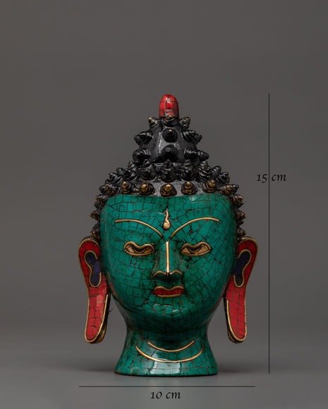 Buddha Head Brass Sculpture | Spiritual Home Art