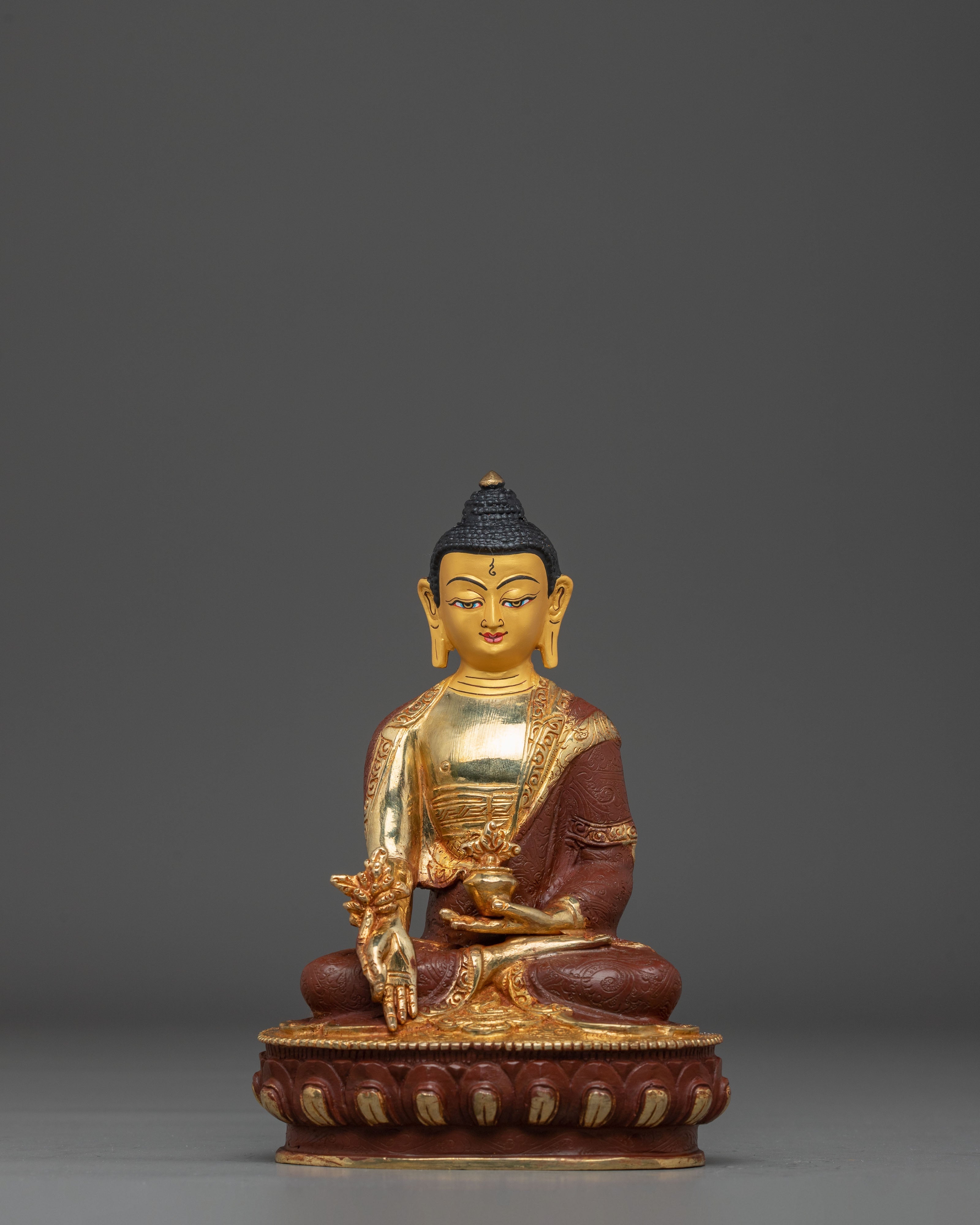 Golden Buddhist Healing Buddha Bhaisajyaguru Statue
