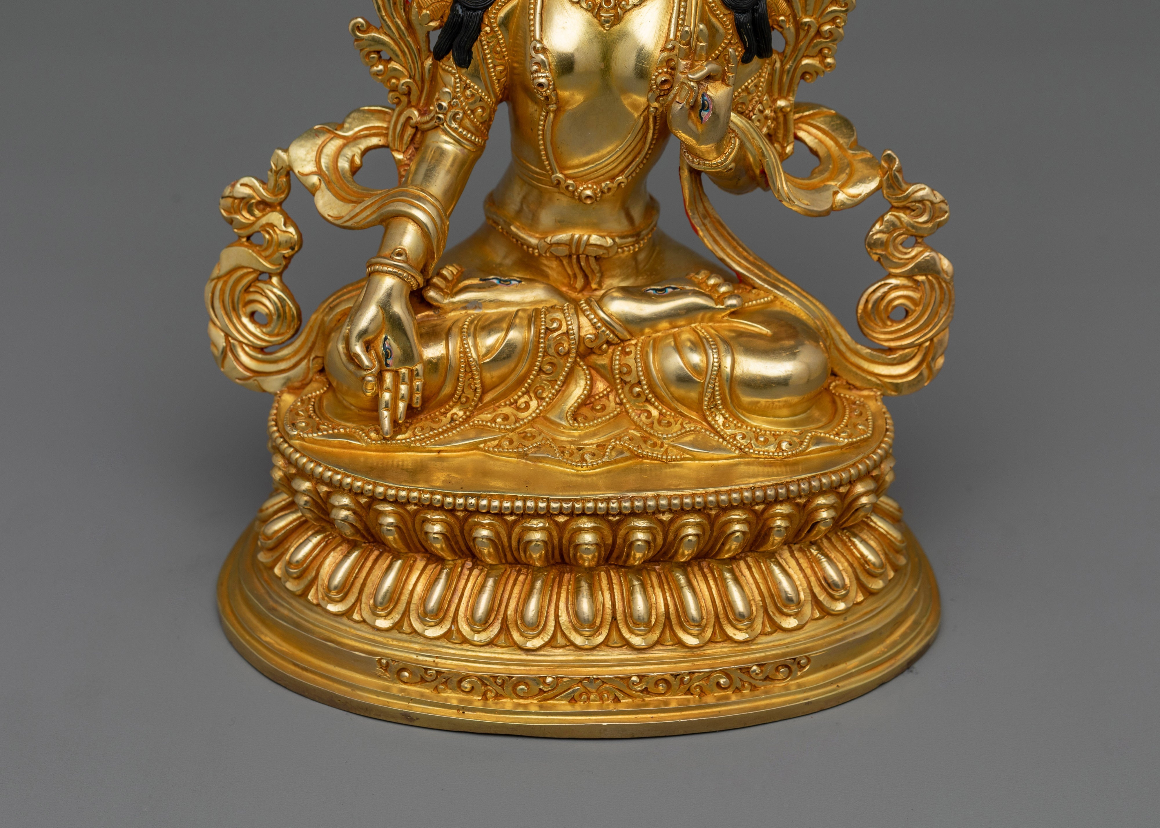 Himalayan Buddhist Deity White Tara Figurine | Goddess of Healing and Spiritual Protection