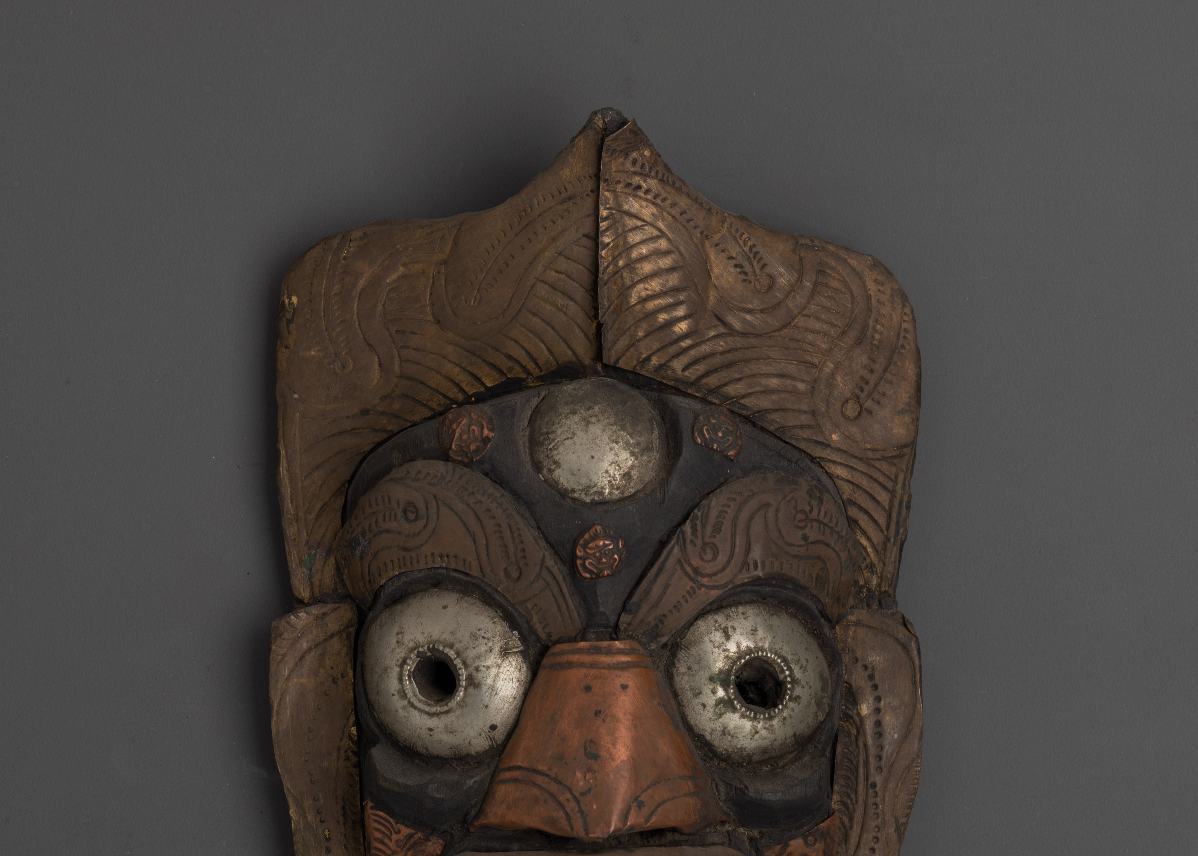 Copper and Brass Wall Hanging Mask | Traditional Ritual Wall Mask