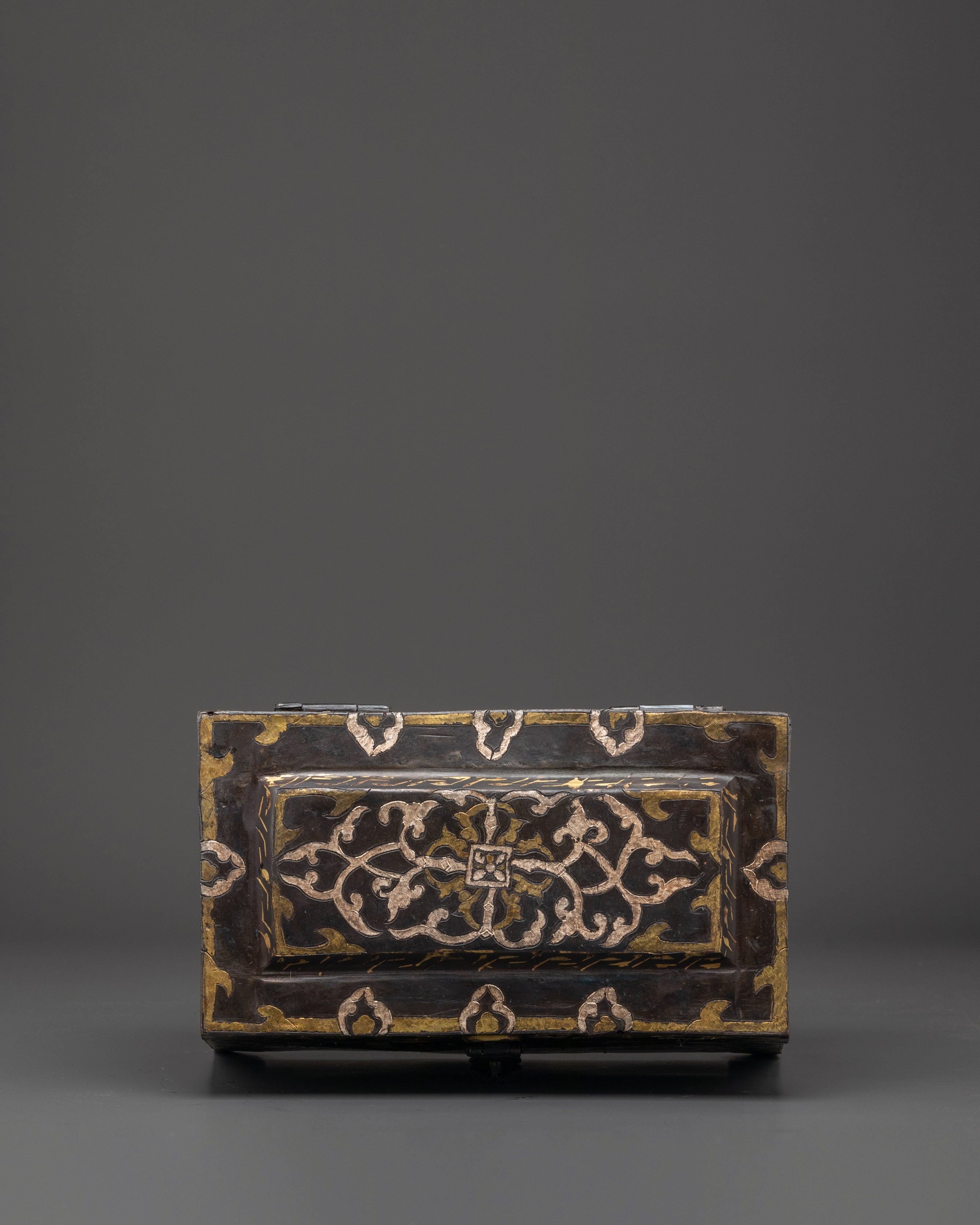 Silver And Brass Inlaid Spiritual Box | Decorative Iron Box for Home Decor