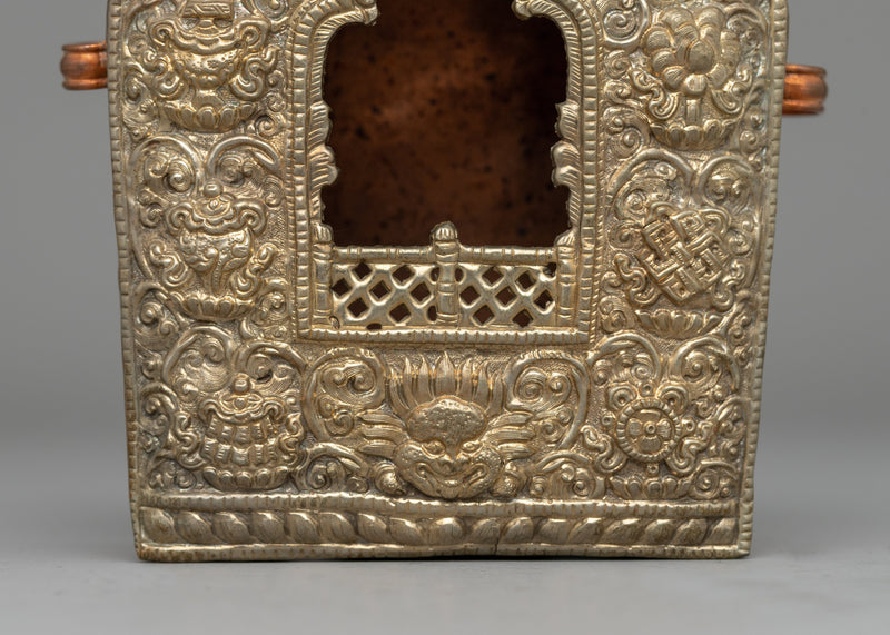 Silver-Plated Buddhist Ghau Box | A Sacred Tibetan prayer box