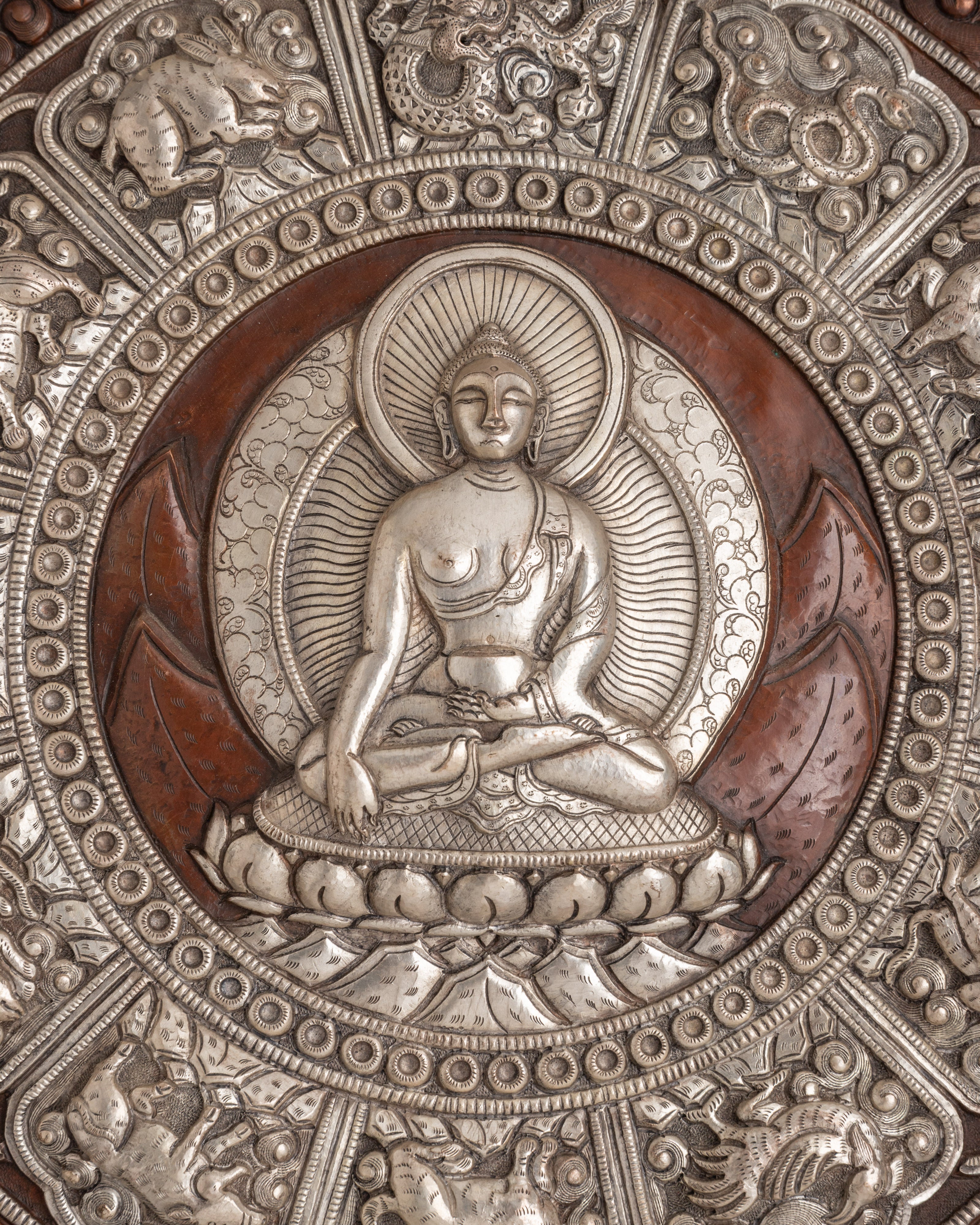 Shakyamuni Buddha Wall Hanging with 12 Zodiac Signs | Sacred Buddhist Wall Decor