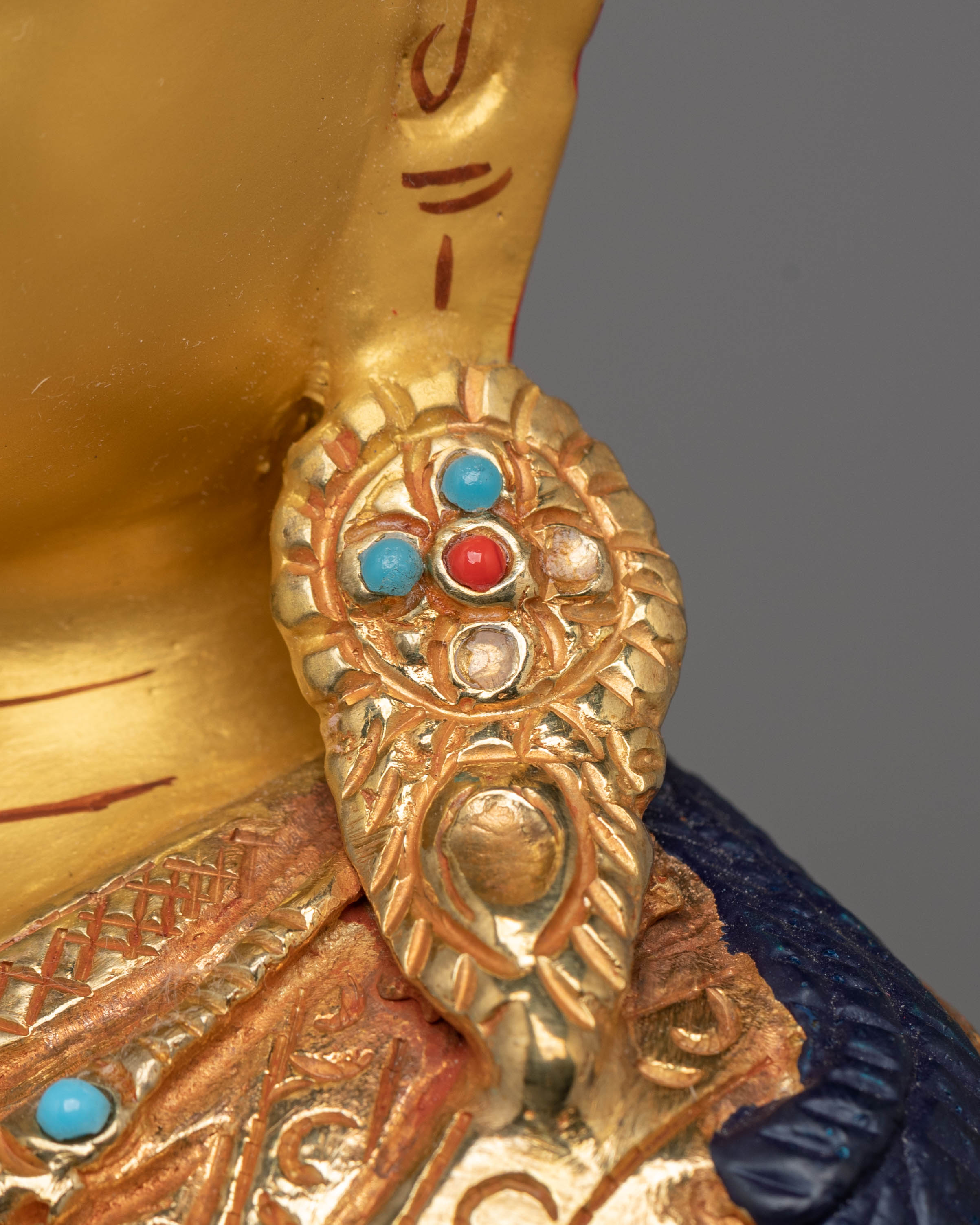 24k Gold Glided Guru Rinpoche Statue | Spiritual Statue for Altar