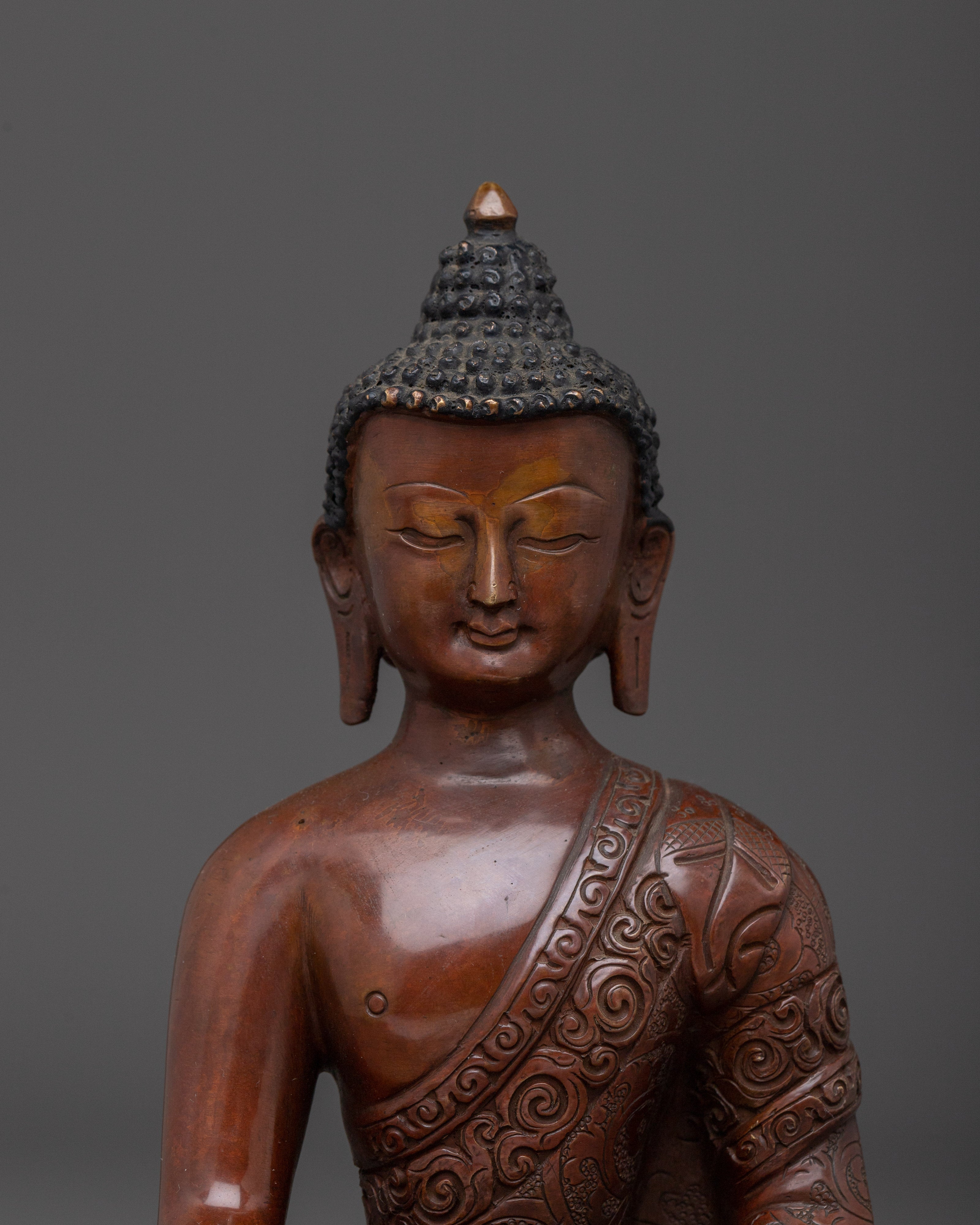Handcrafted Oxidized Copper Shakyamuni Buddha Statue | Symbol of Peace