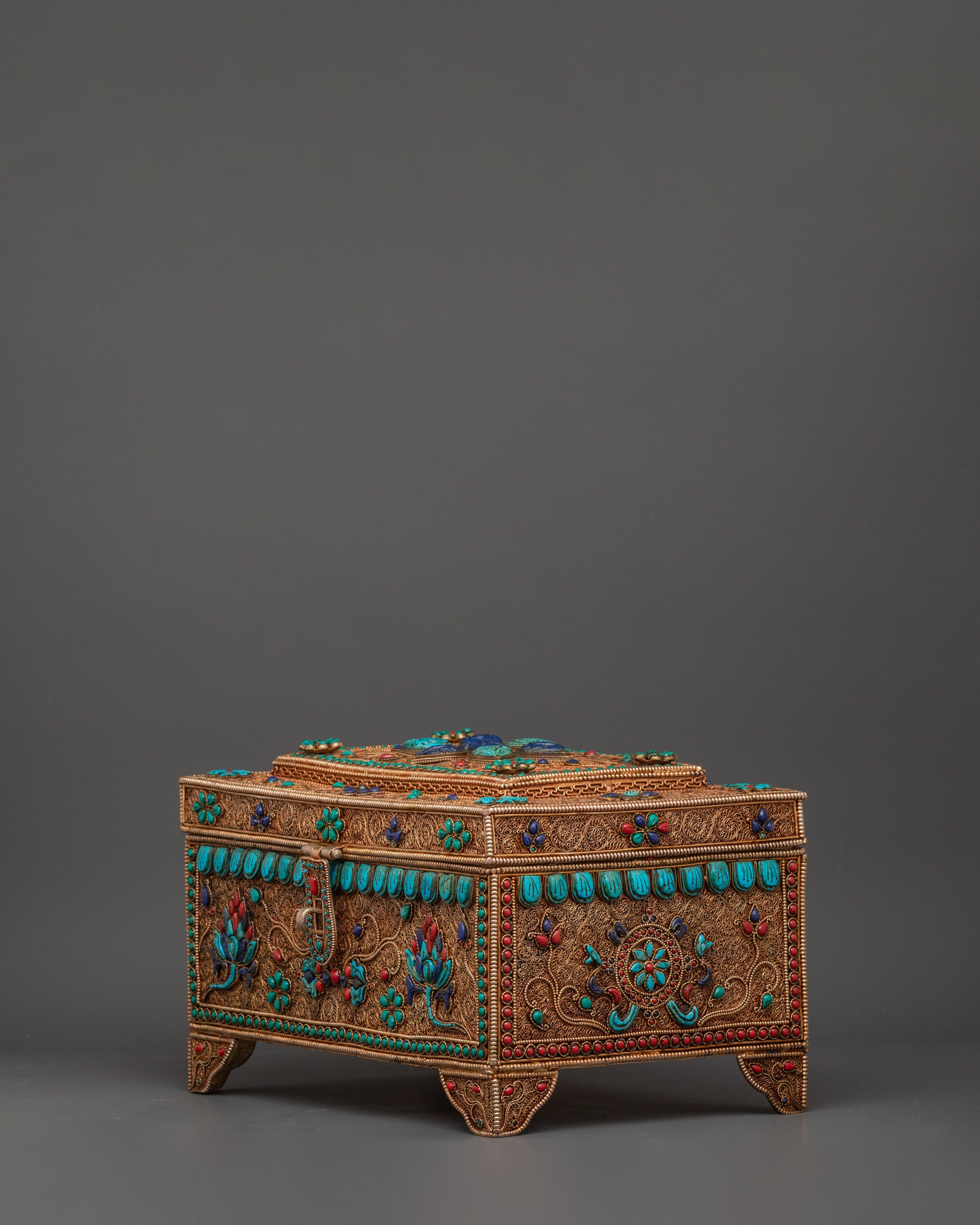 Handcrafted Sacred Tibetan Treasure Box | Spiritual Jewelry Holder, Boho Decor