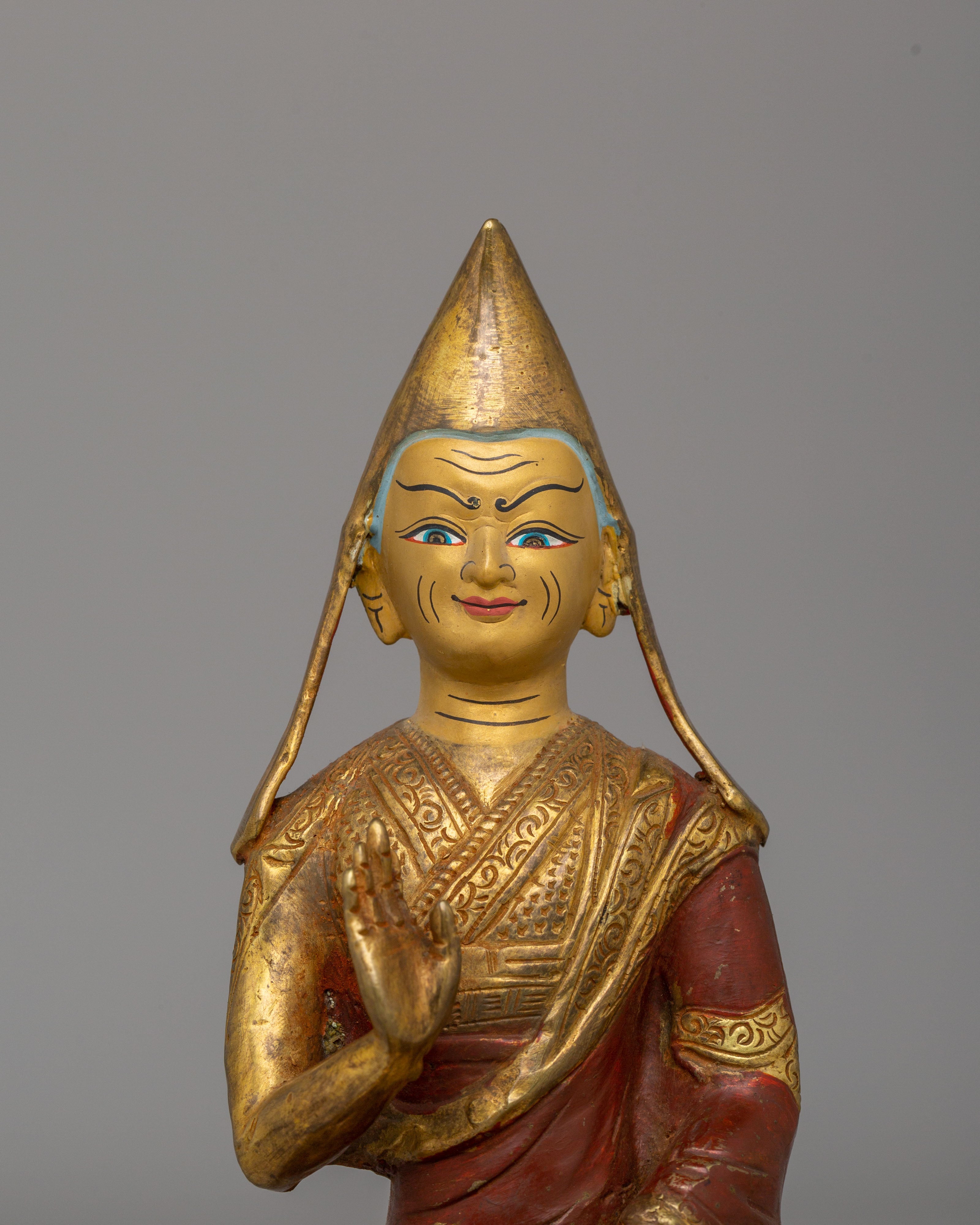 Handcrafted Tsongkhapa Set Statue | Tibetan Buddhist Master